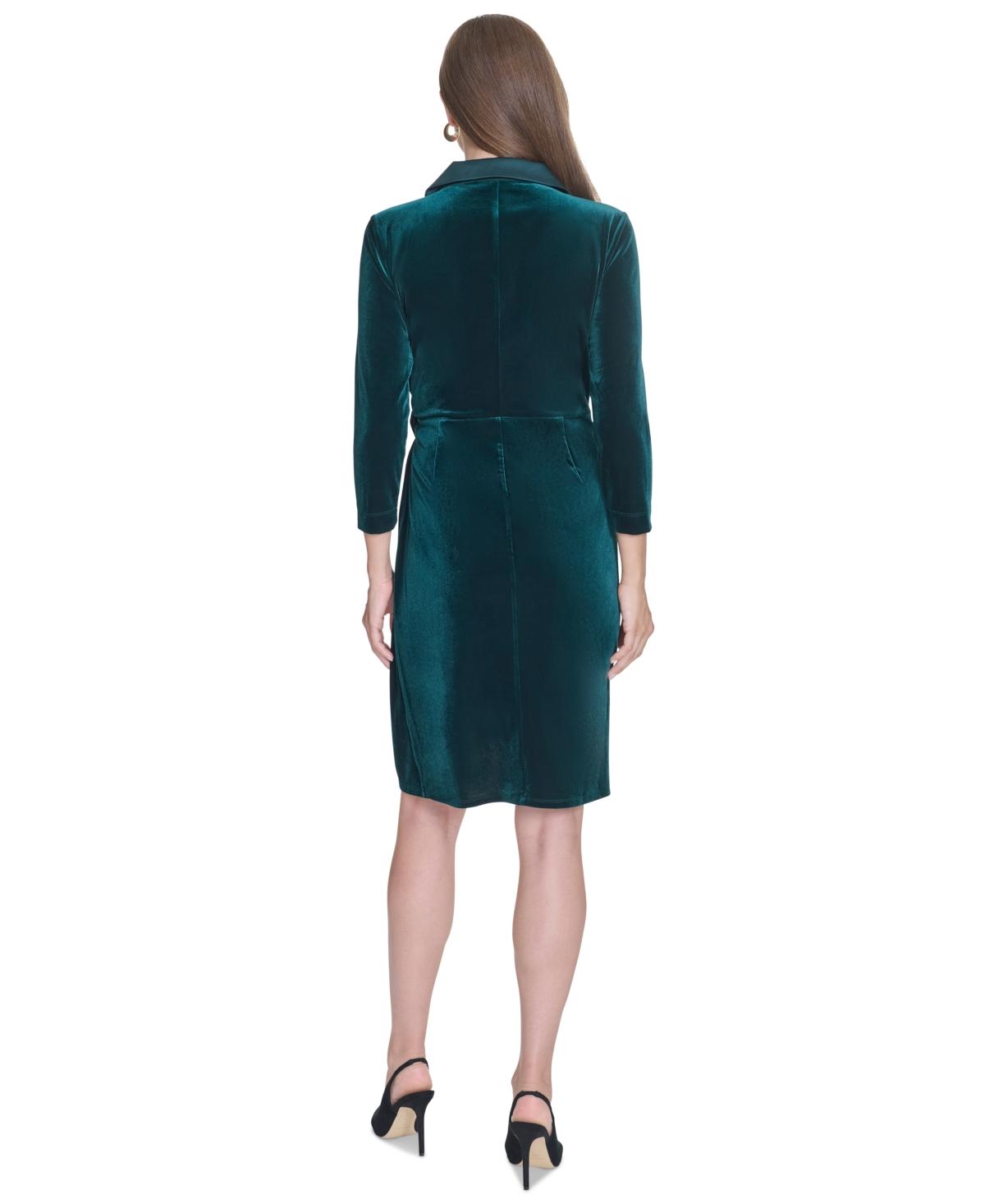 Women's Satin-Trim Velvet Sheath Dress