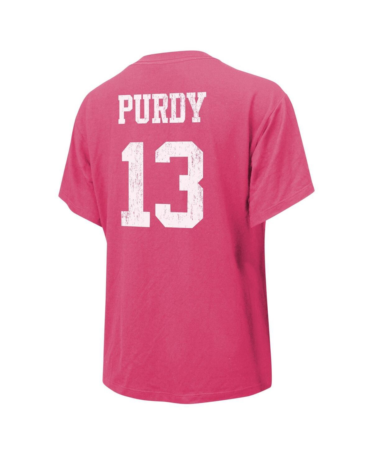 Women's Threads Brock Purdy Pink Distressed San Francisco 49ers Name and Number T-shirt