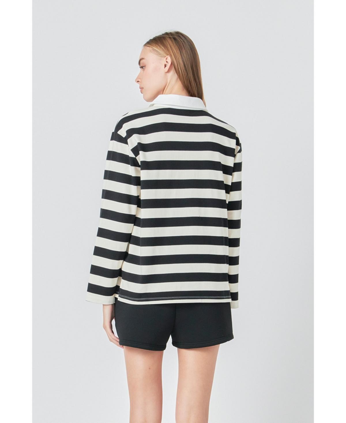 Women's Stripe Collar Sweatshirt