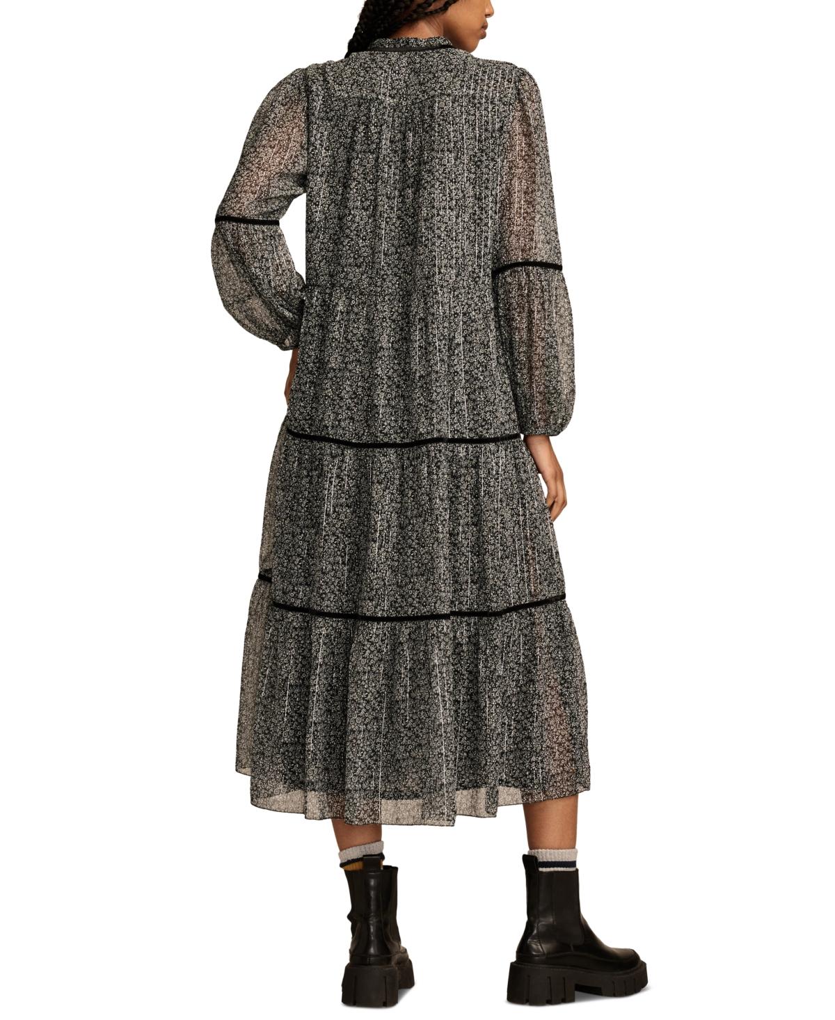 Women's Printed Midi Peasant Dress