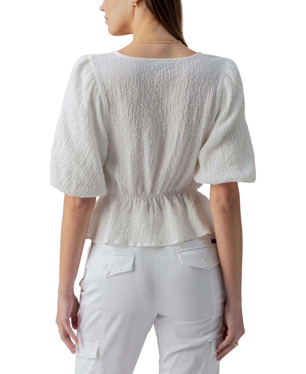 Women's Textured Button-Front Peplum Top