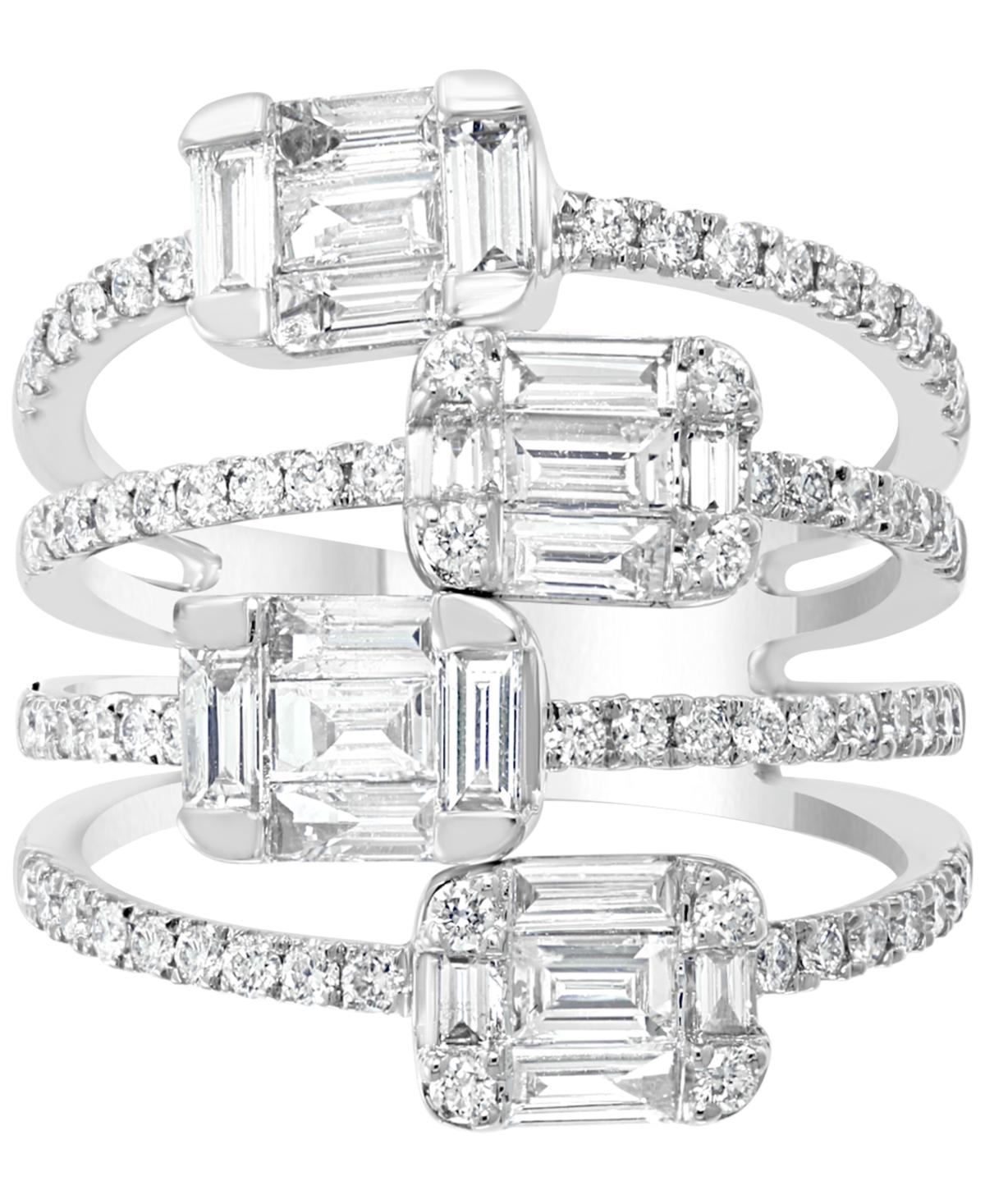 EFFY® HEMATIAN Diamond Multi-Row Baguette Statement Ring (1-5/8 ct. t.w.) in 18k White Gold