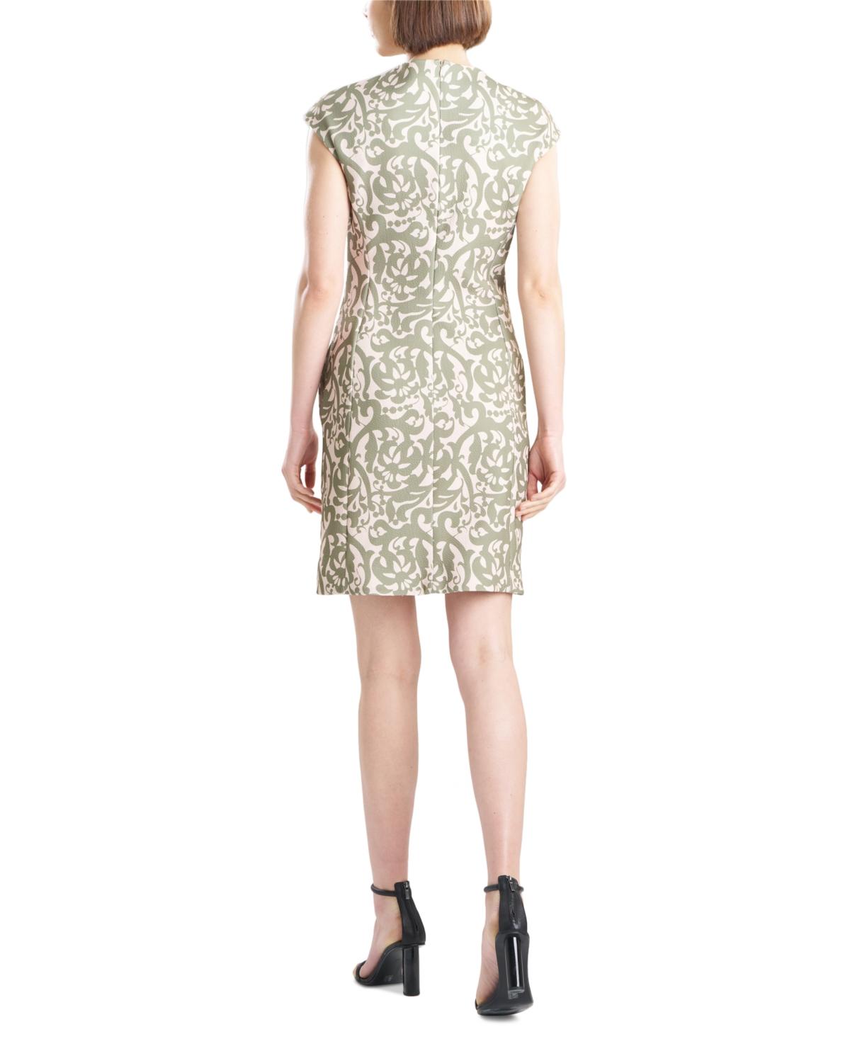 Women's Printed Cap-Sleeve Sheath Dress