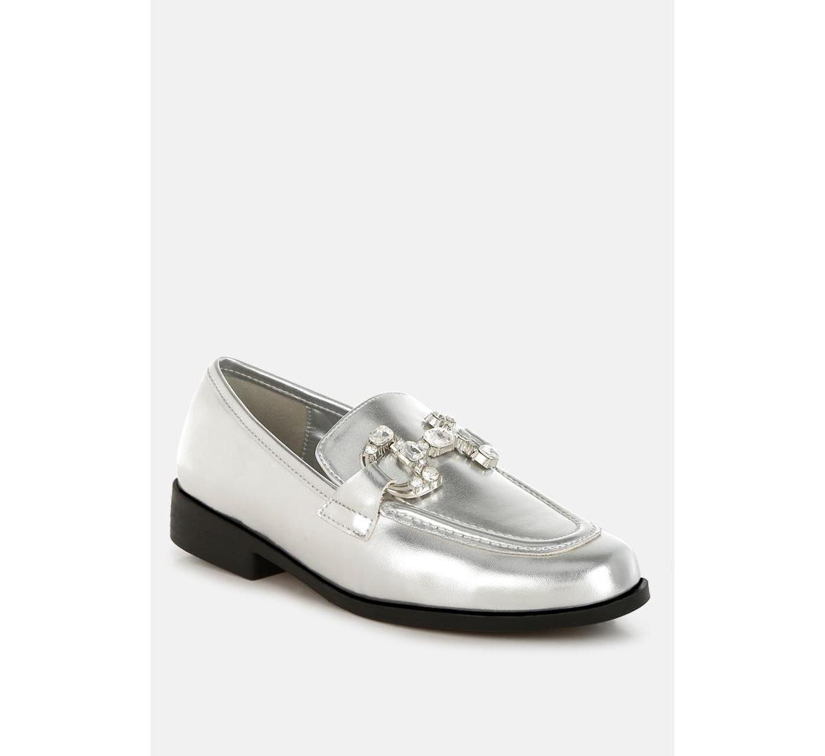 Dendron Diamante Horsebit Metallic Loafers