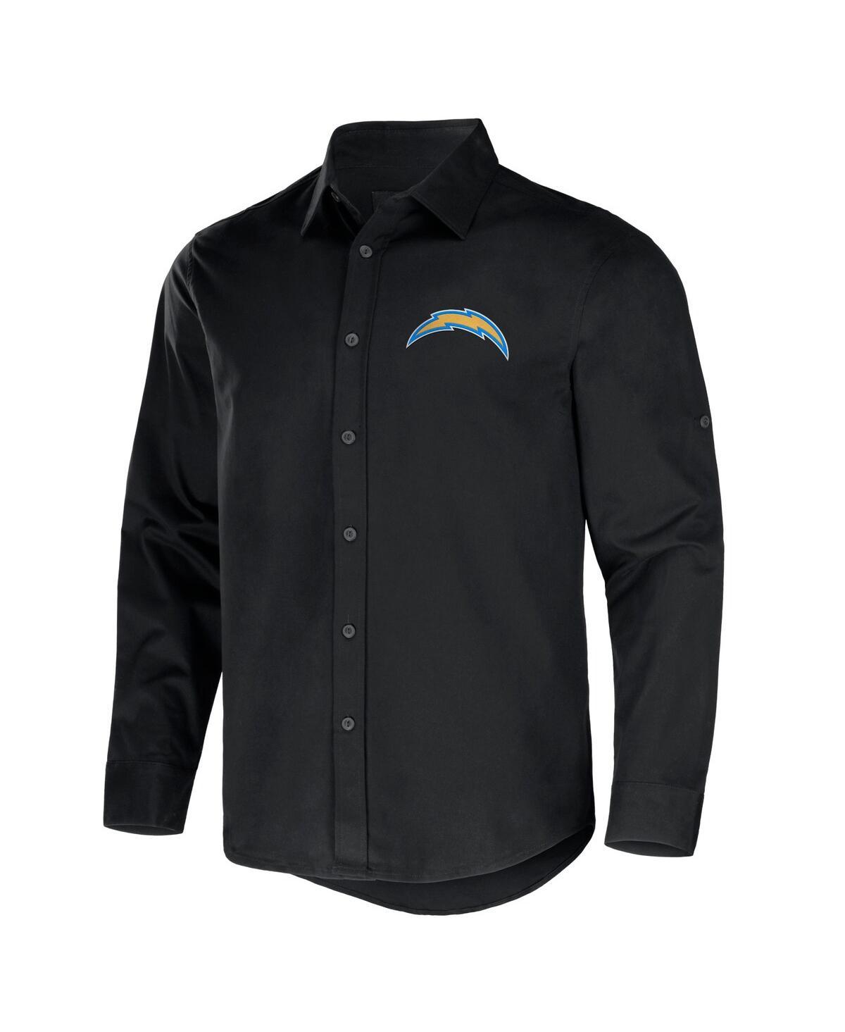 Men's NFL x Darius Rucker Collection by Black Los Angeles Chargers Convertible Twill Long Sleeve Button-Up Shirt