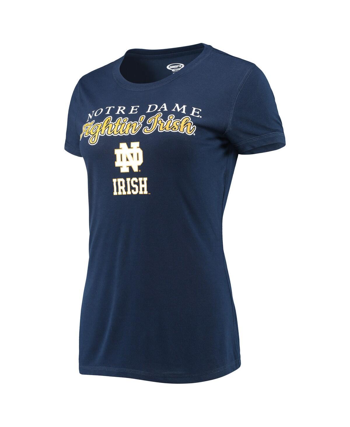 Women's Navy, Gold Notre Dame Fighting Irish Lodge T-shirt and Flannel Pants Sleep Set