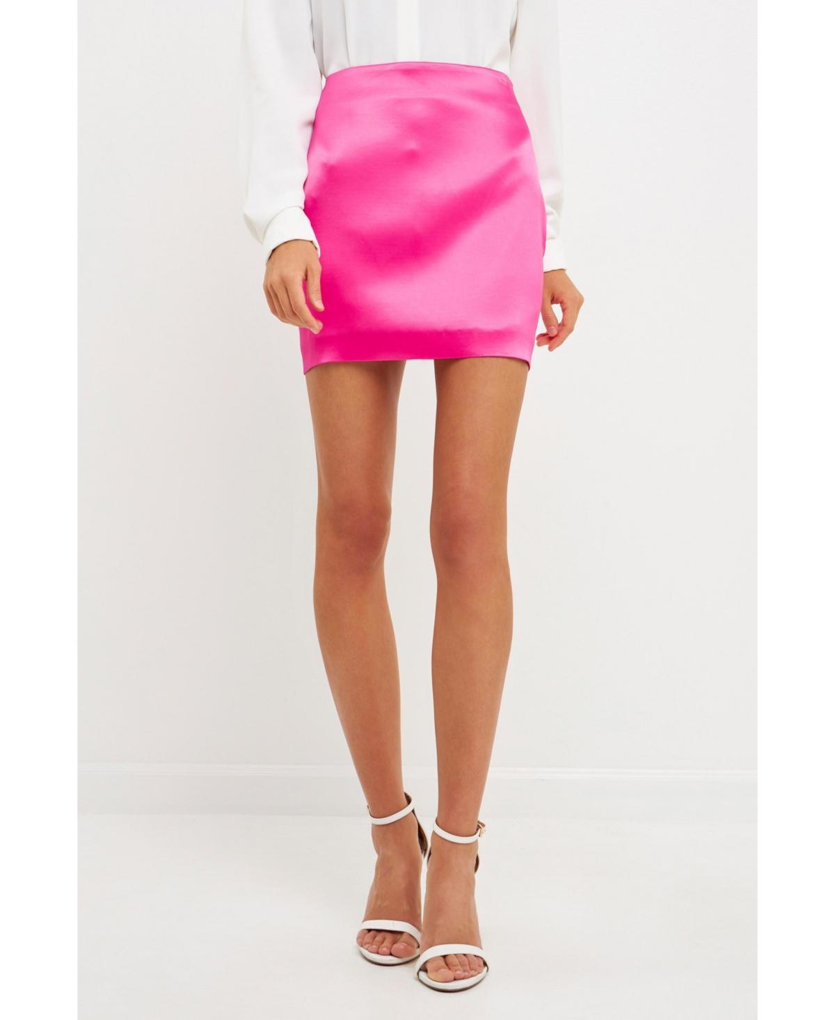 Women's Solid Satin Fit Mini Skirt