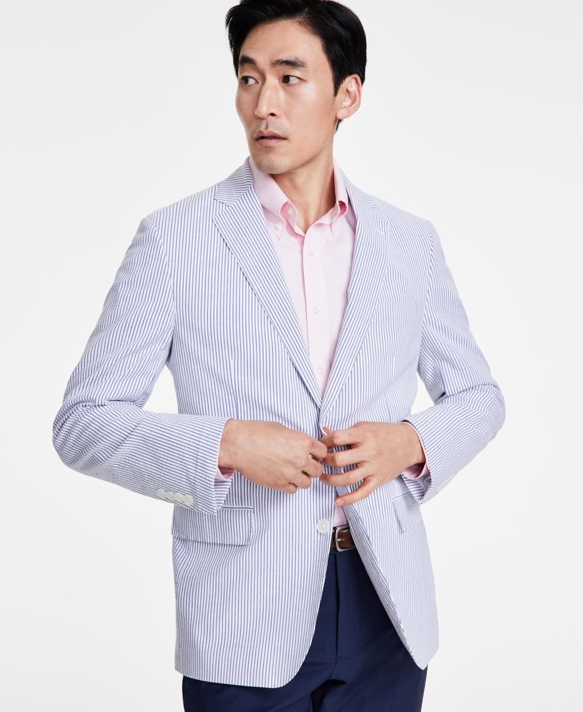 Men's Classic-Fit Stretch Stripe Seersucker Sport Coat 