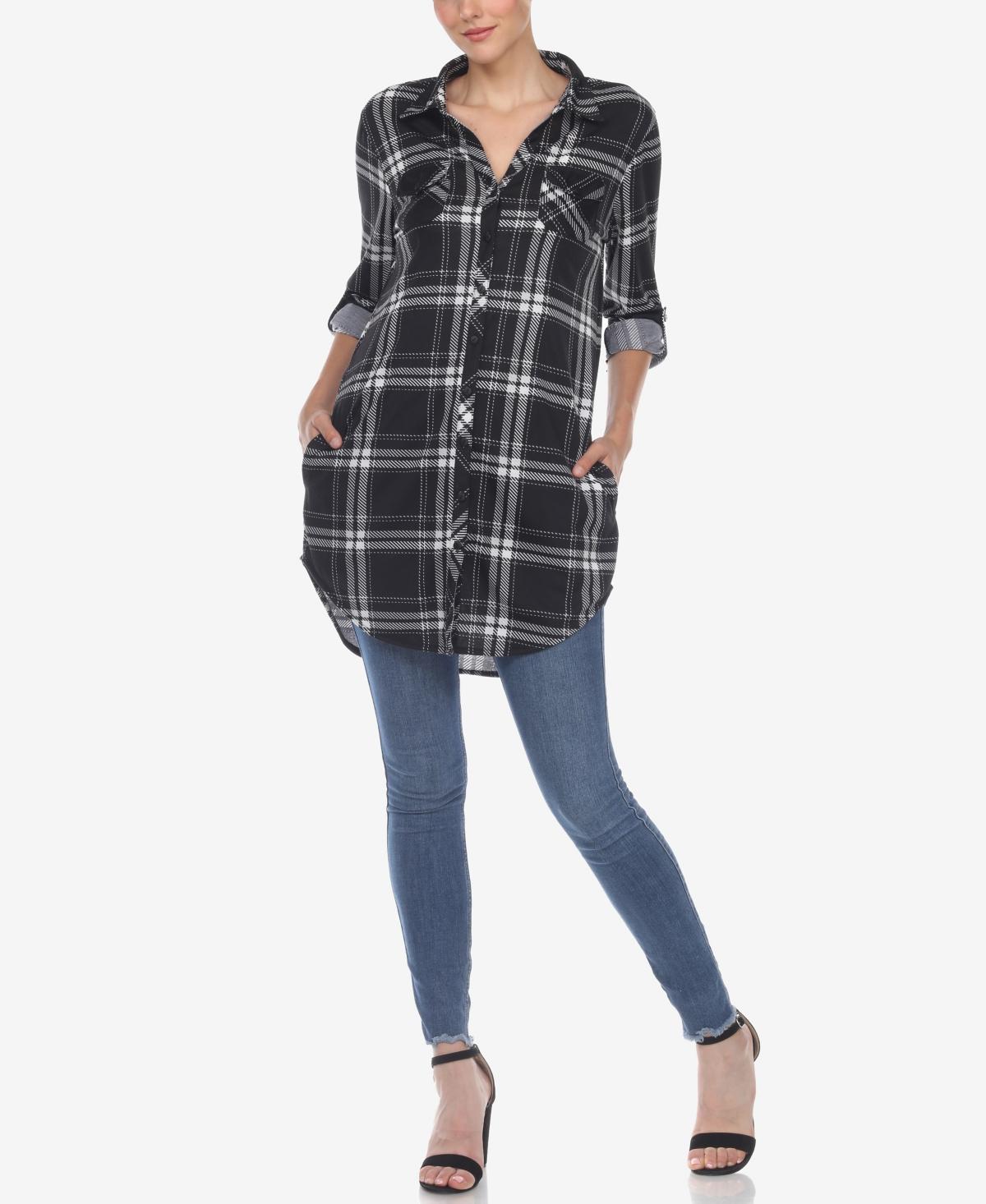 Women's Plaid Tunic Top Shirt