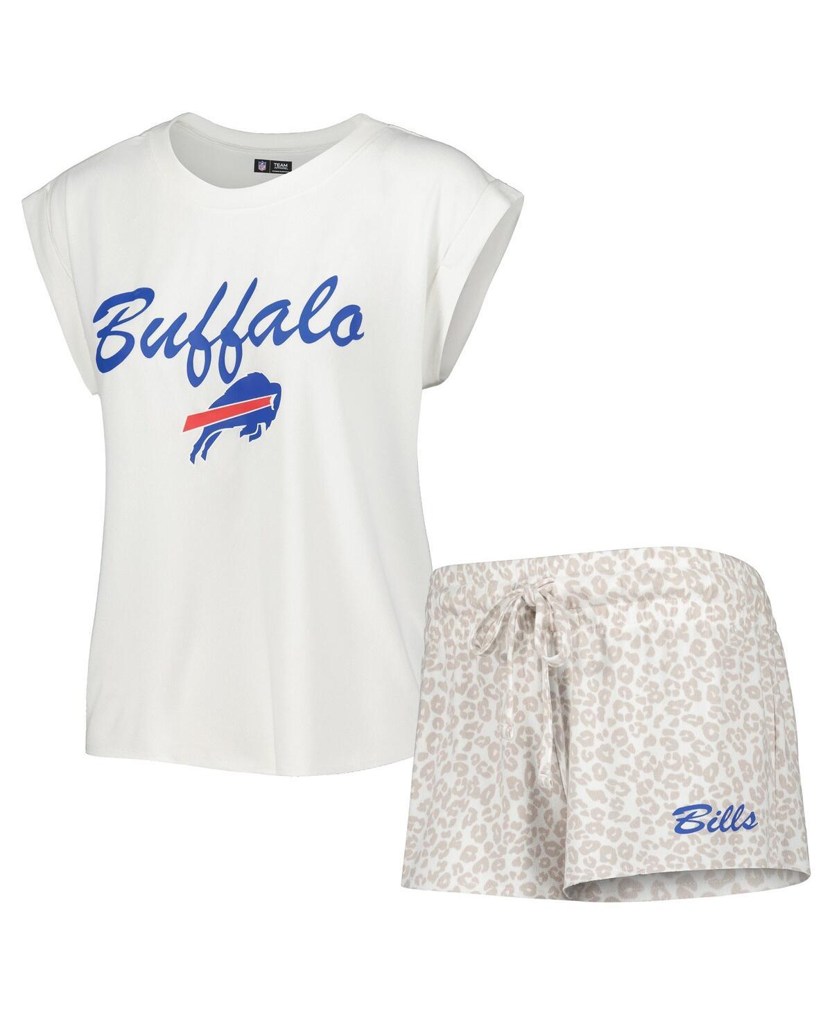 Women's White, Cream Buffalo Bills Montana Knit T-shirt and Shorts Sleep Set