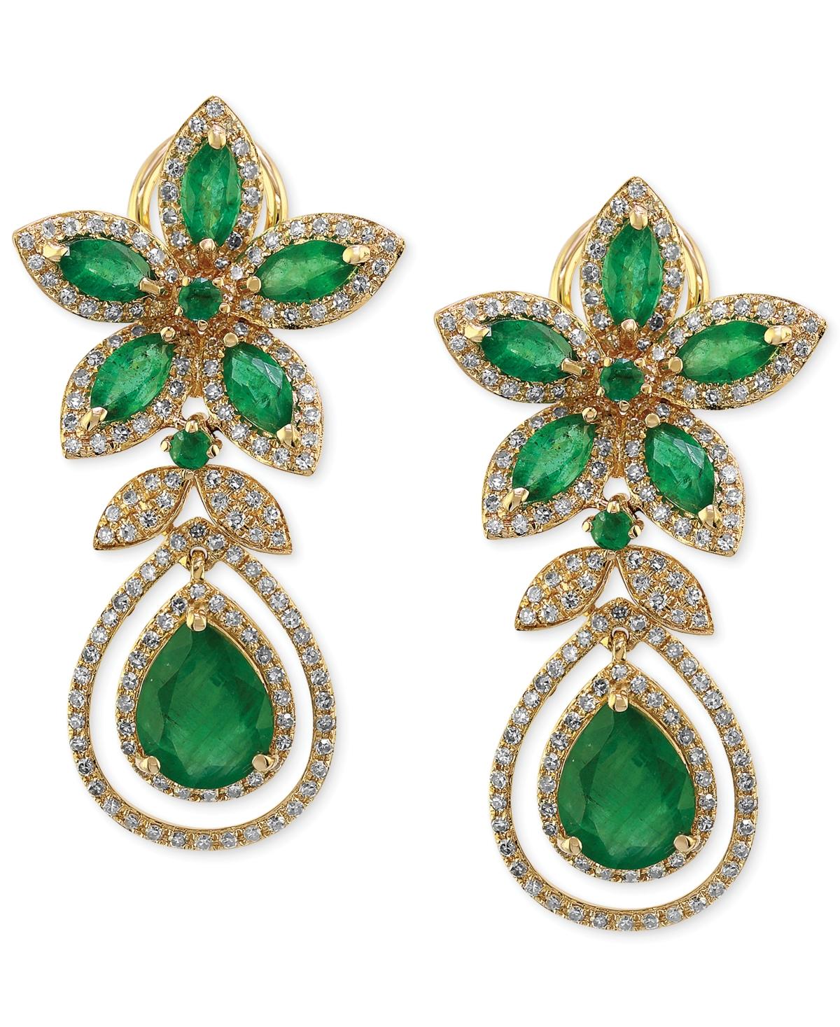 Brasilica by EFFY® Emerald (5-1/4 ct. t.w.) and Diamond (1-1/4 ct. t.w.) Teardrop Earrings in 14k Gold or 14k White Gold, Created for Macy's