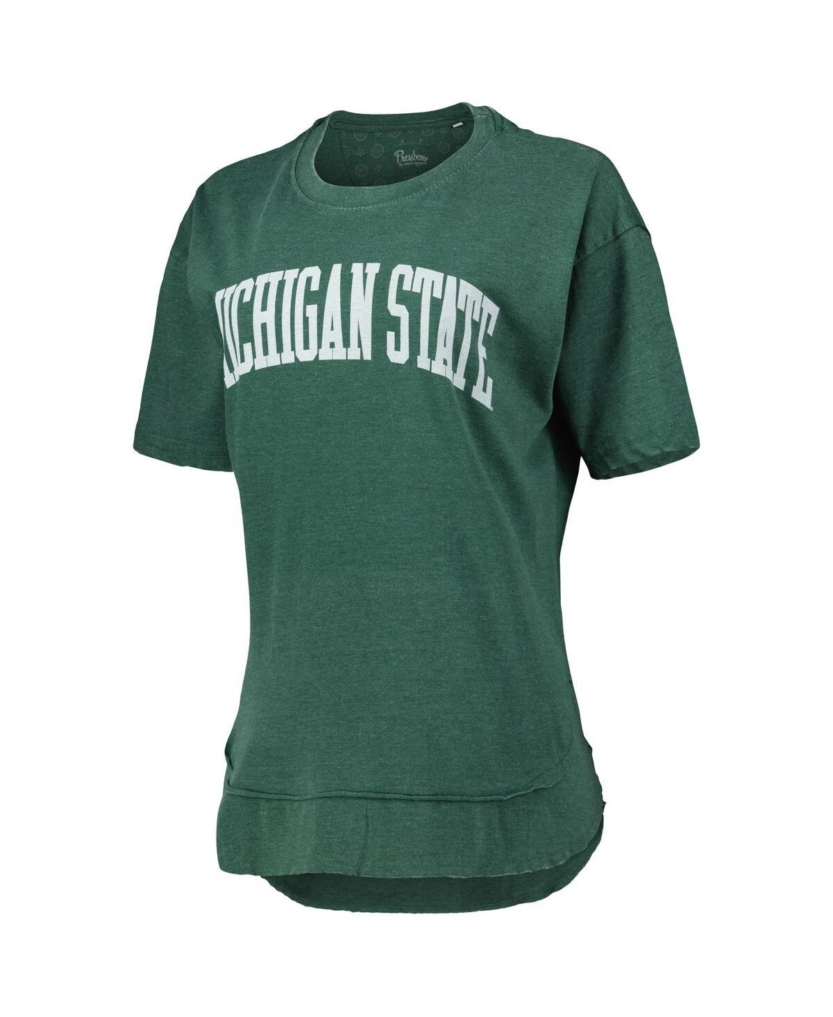 Women's Heathered Green Distressed Michigan State Spartans Arch Poncho T-shirt