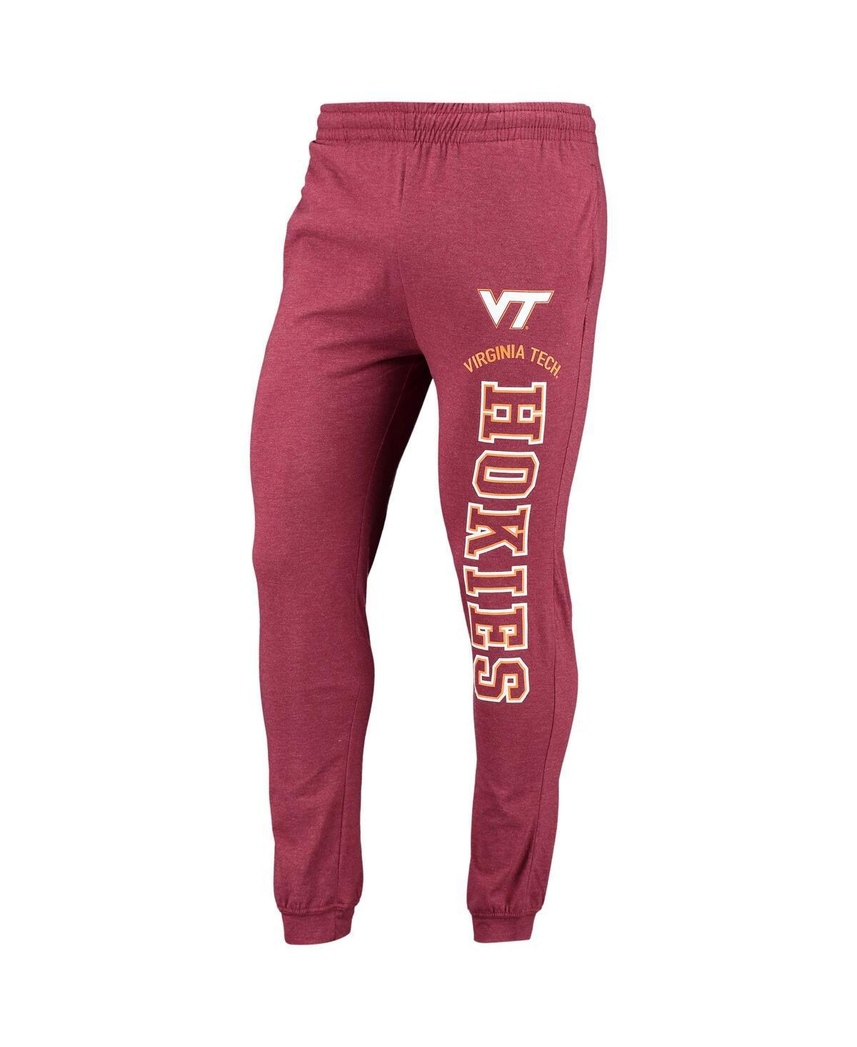 Men's Maroon, Heather Charcoal Virginia Tech Hokies Meter Long Sleeve Hoodie T-shirt and Jogger Pajama Set