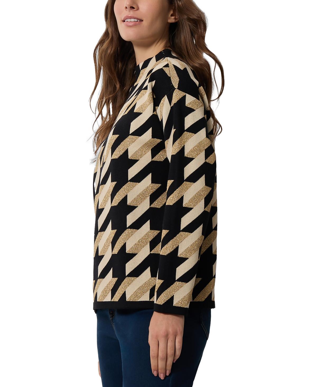 Women's Houndstooth Drop-Shoulder Sweater