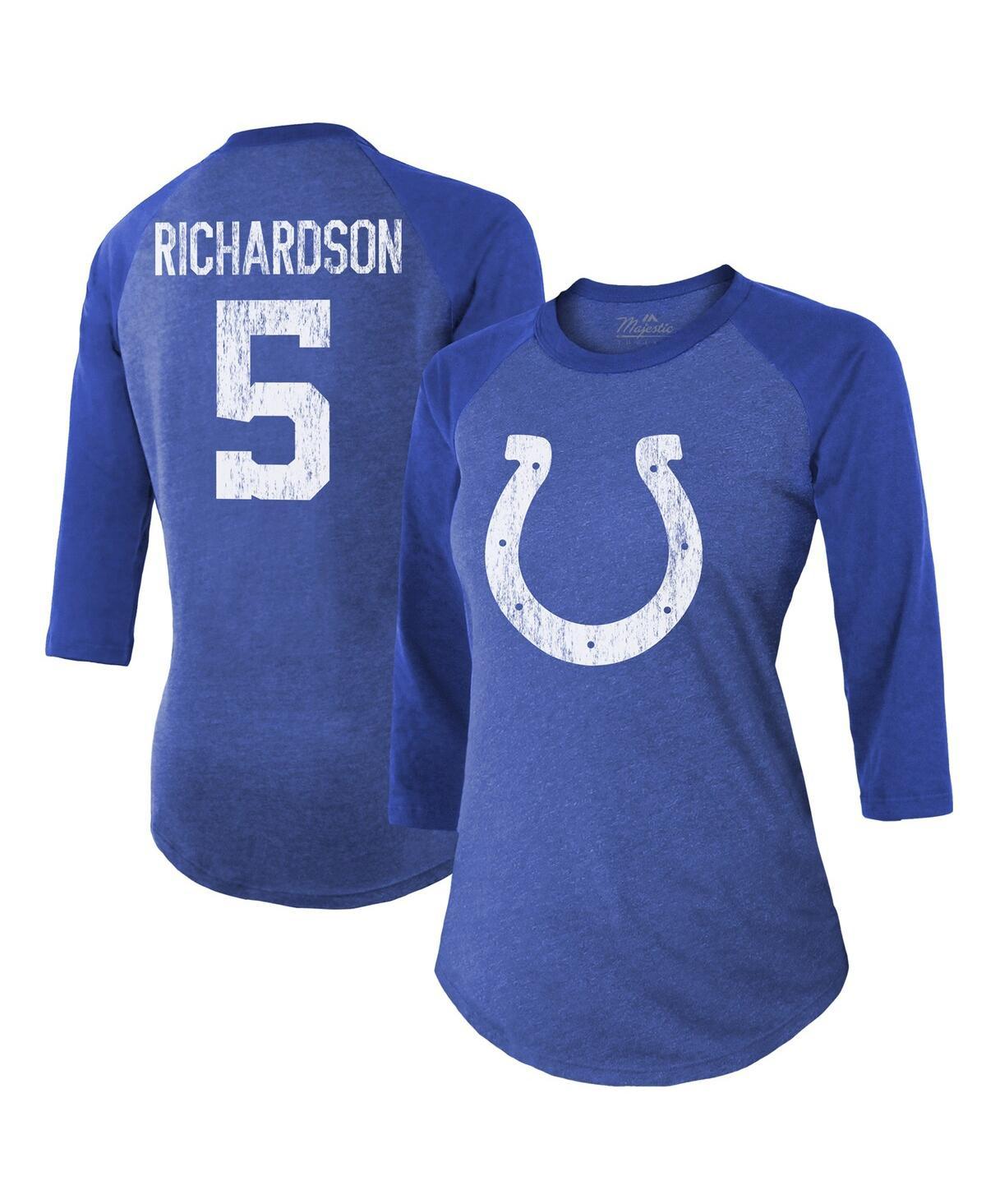 Women's Threads Anthony Richardson Royal Indianapolis Colts Player Name and Number Tri-Blend 3/4-Sleeve Fitted T-shirt