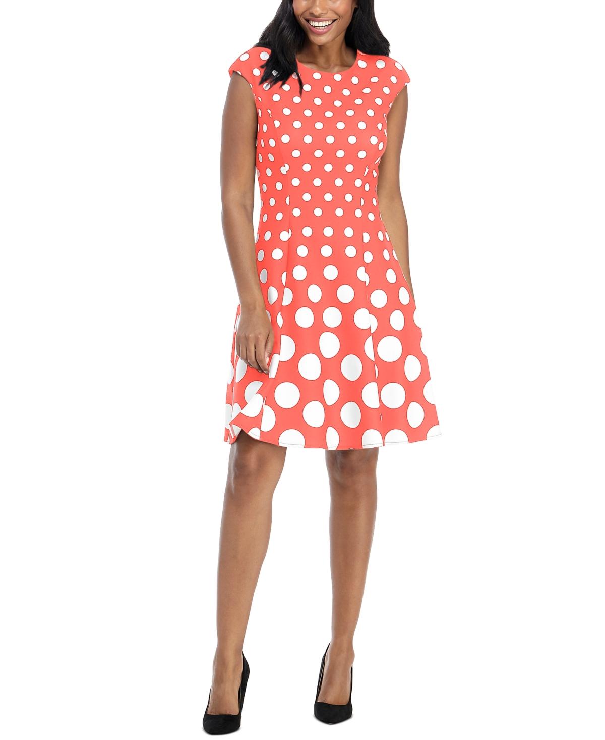 Petite Polka-Dot Fit & Flare Dress