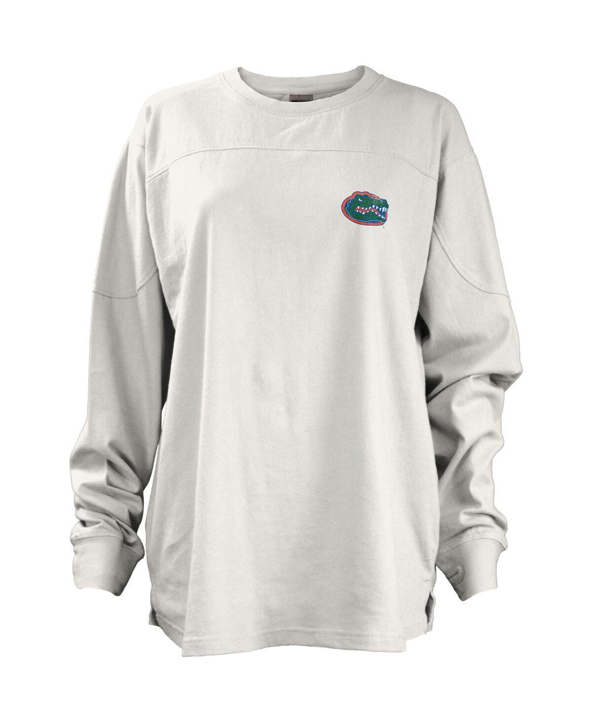 Women's White Florida Gators Pennant Stack Oversized Long Sleeve T-shirt