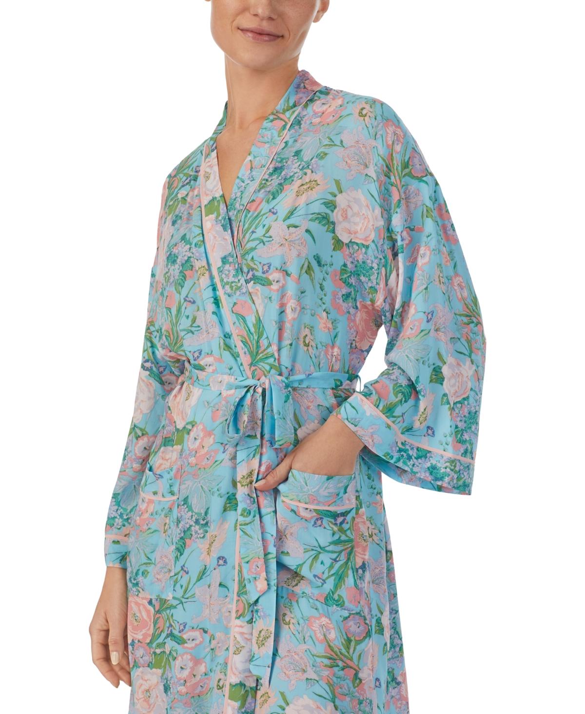 Women's Floral 3/4-Sleeve Wrap Robe