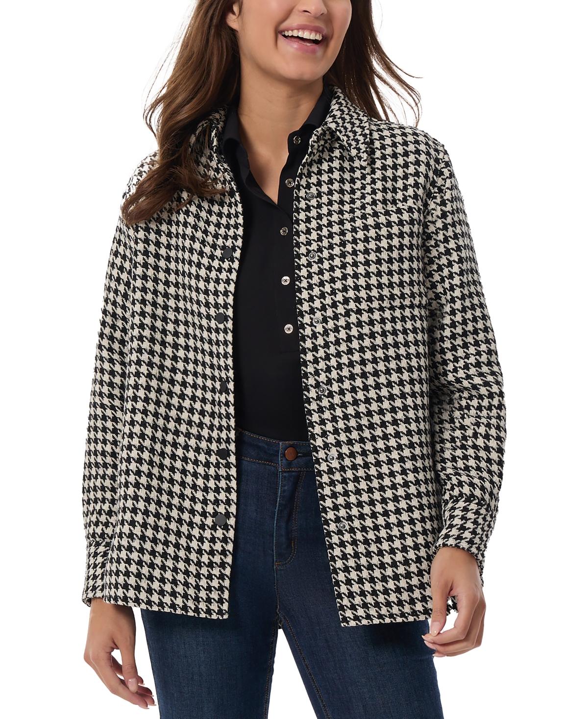 Women's Houndstooth Snap-Front Shacket