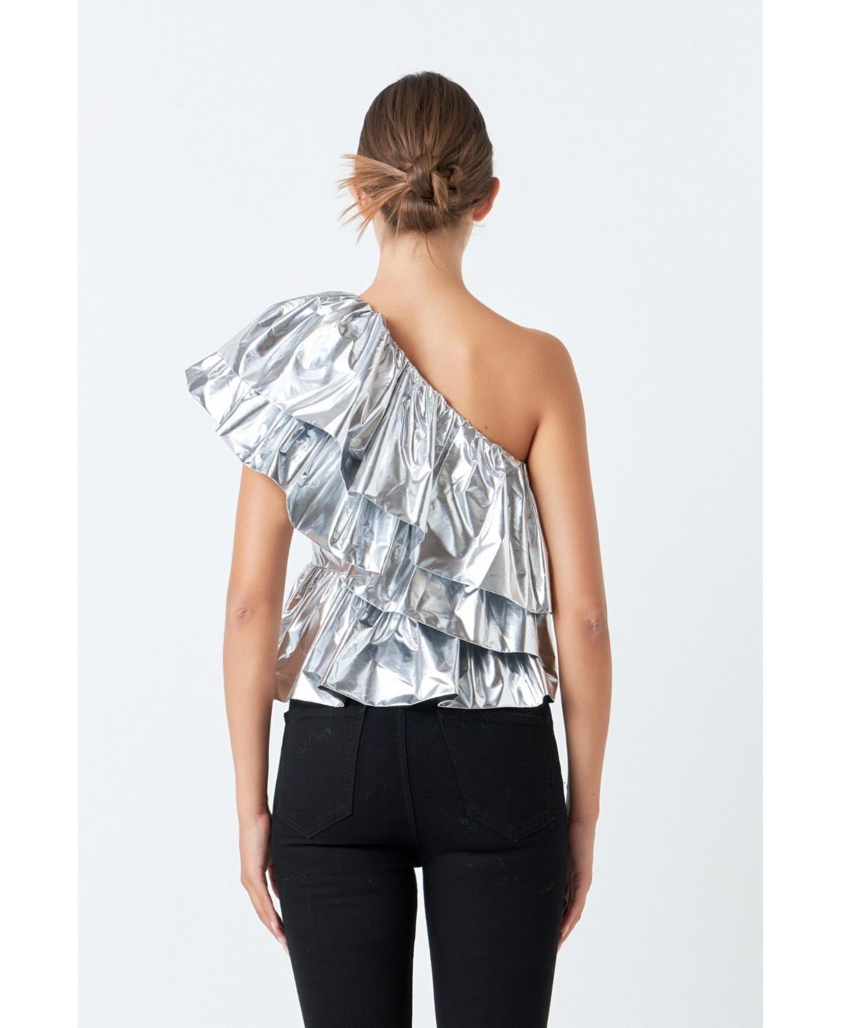 Women's Metallic Tiered Top