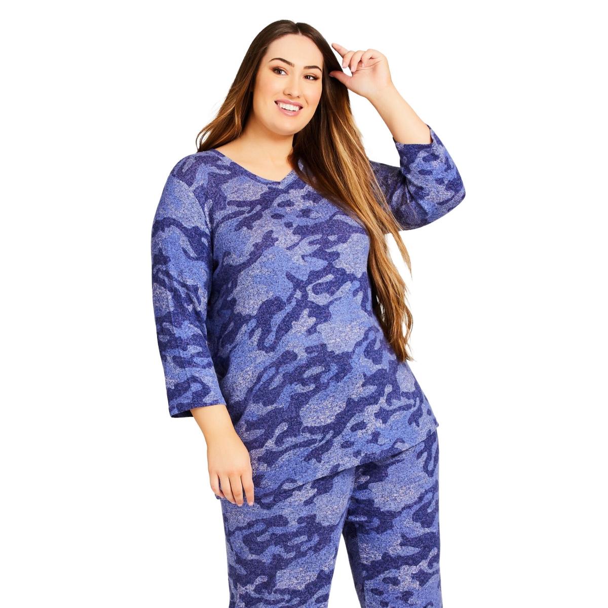 Plus Size Hacci Camo Top