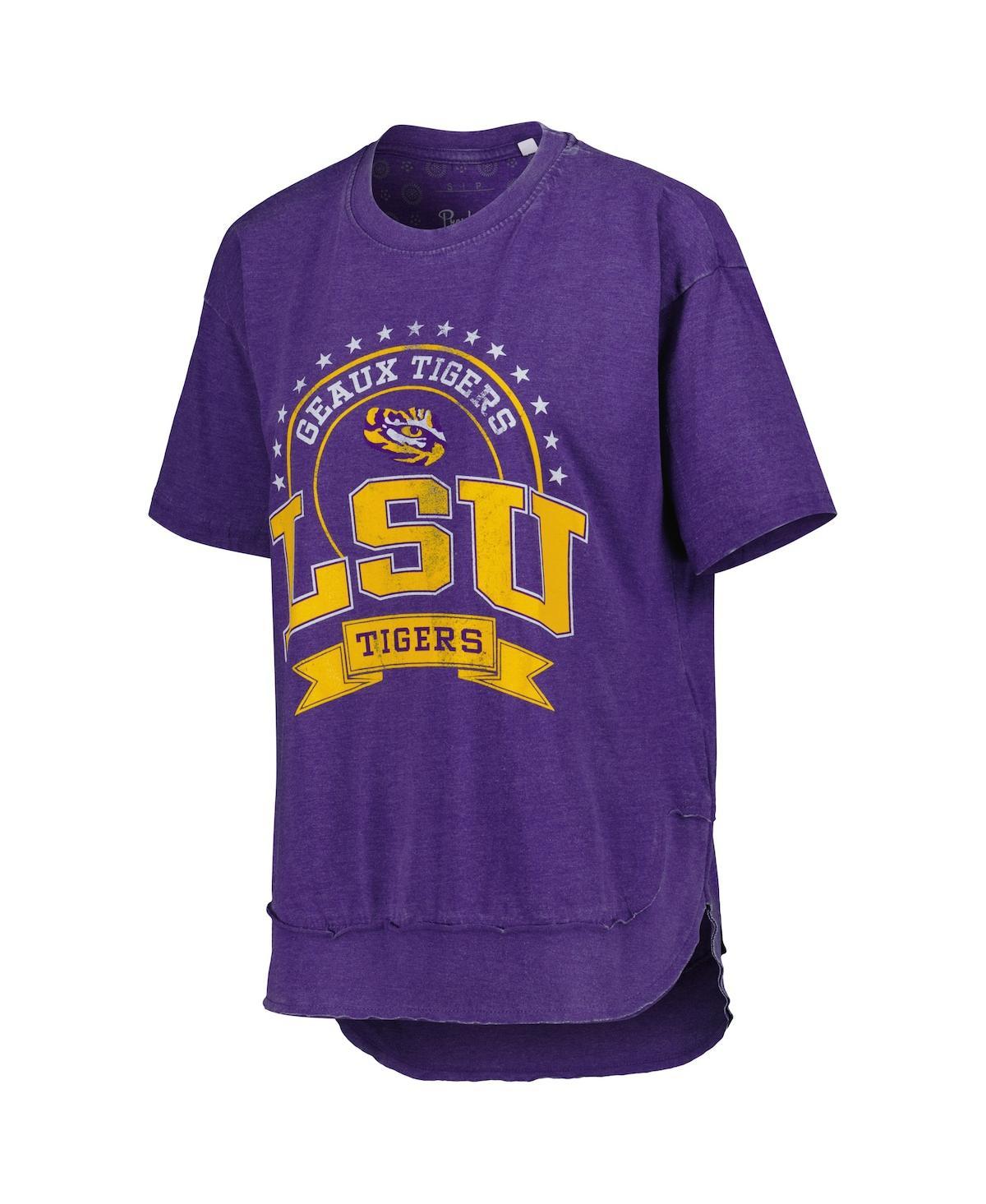 Women's Heather Purple LSU Tigers Vintage-Like Wash Poncho Captain T-shirt