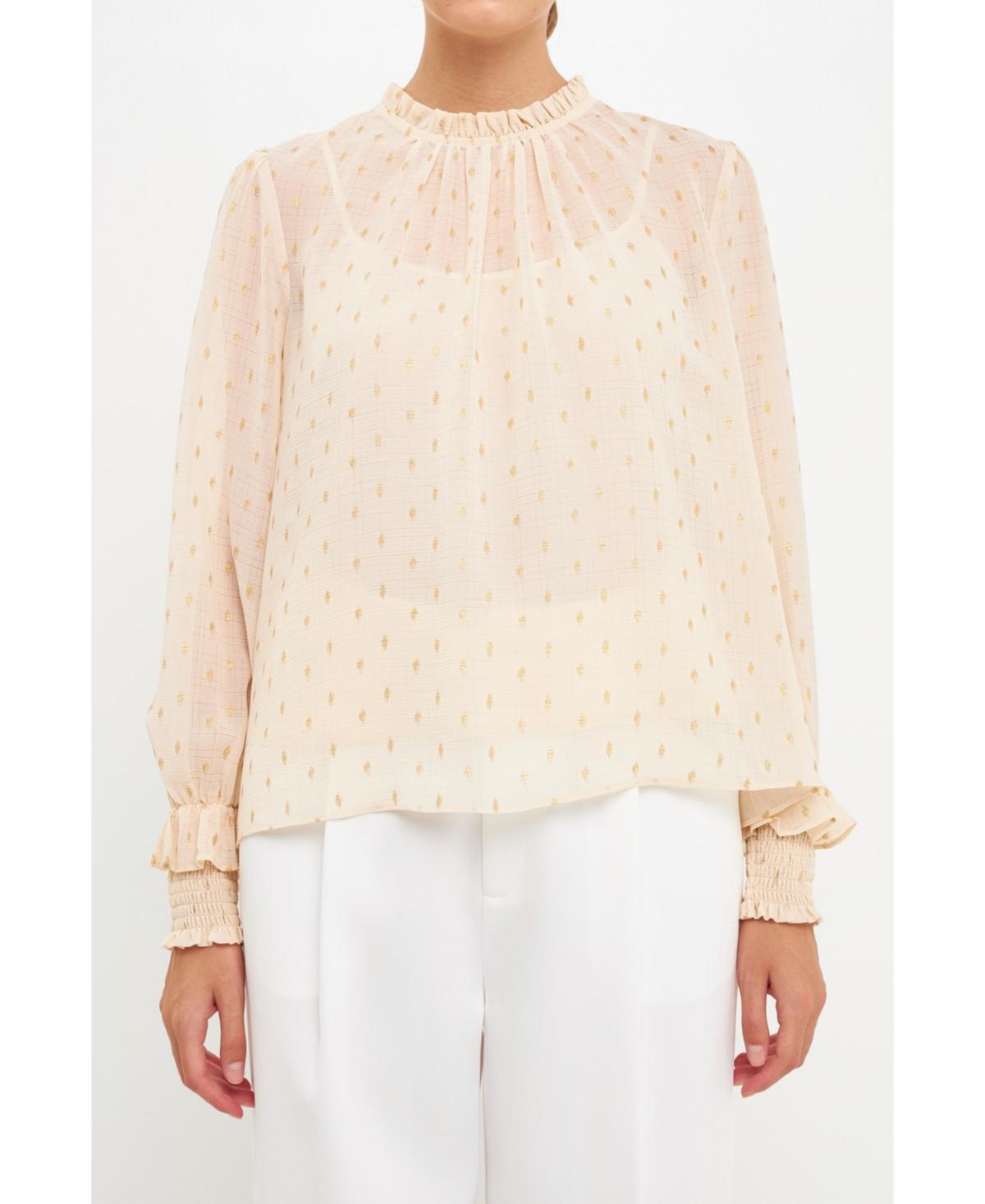 Women's Gold Foil Polka Dot Blouse