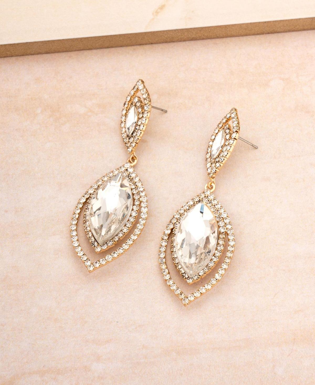 Timeless Crystal Dangle Earrings in 18K Gold Plating