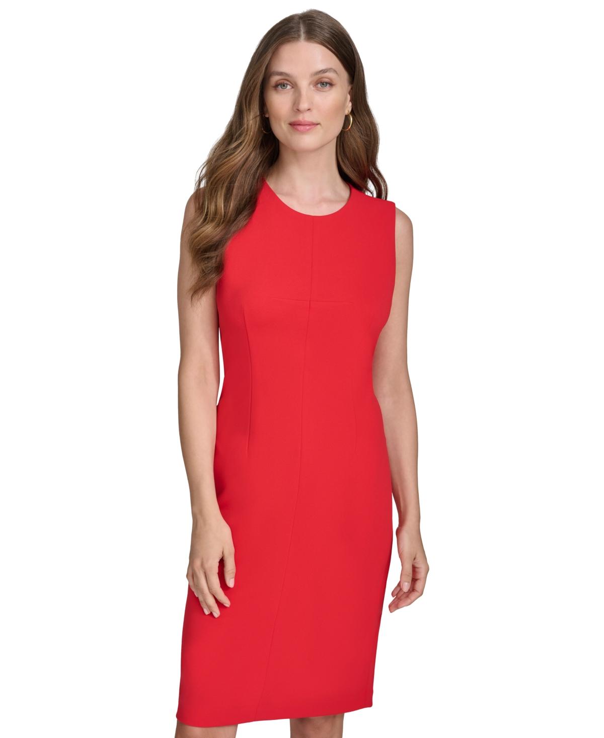 Women's Sleeveless Scuba Crepe Sheath Dress