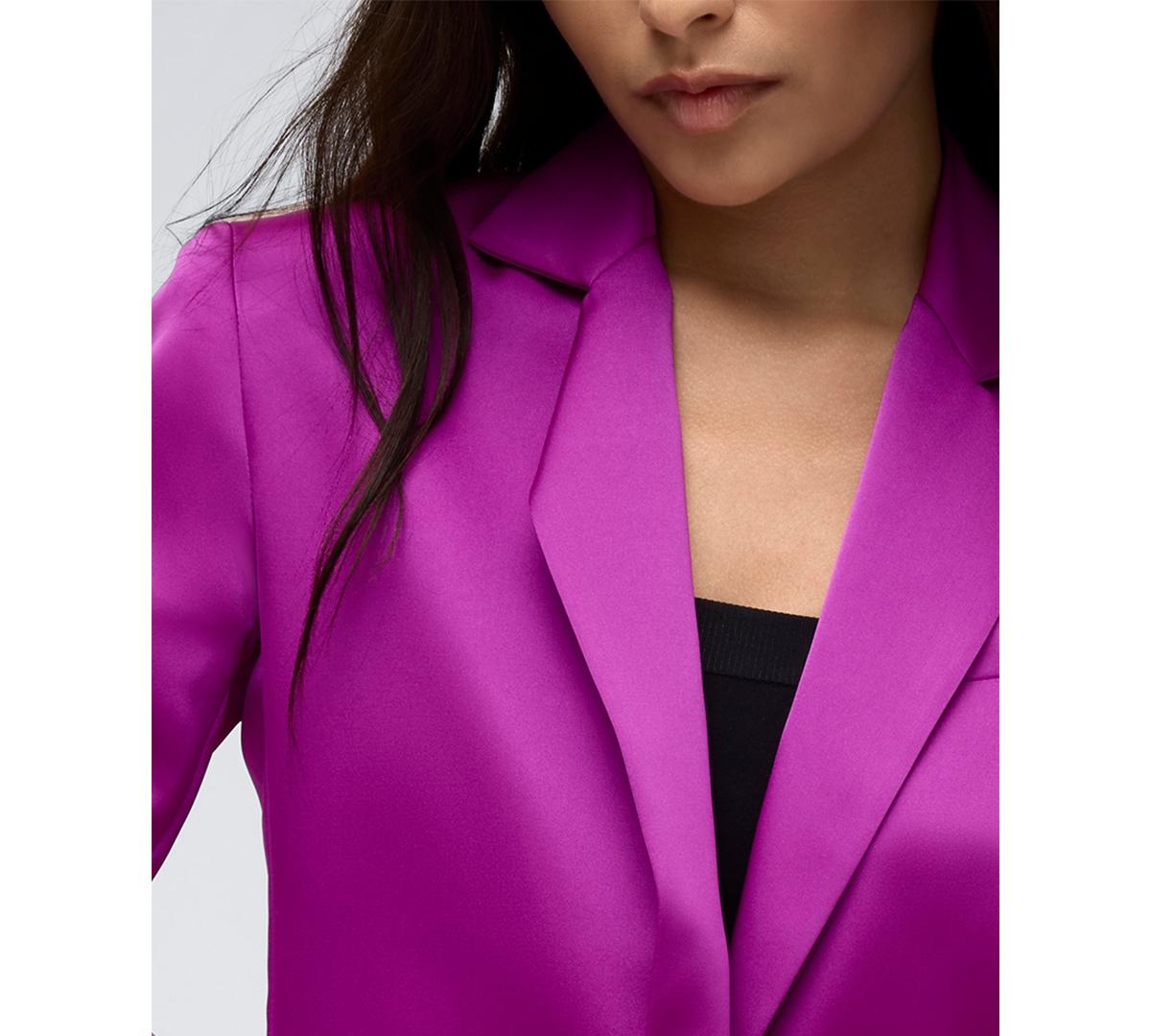 Women's One Button Notch Collar Satin Jacket