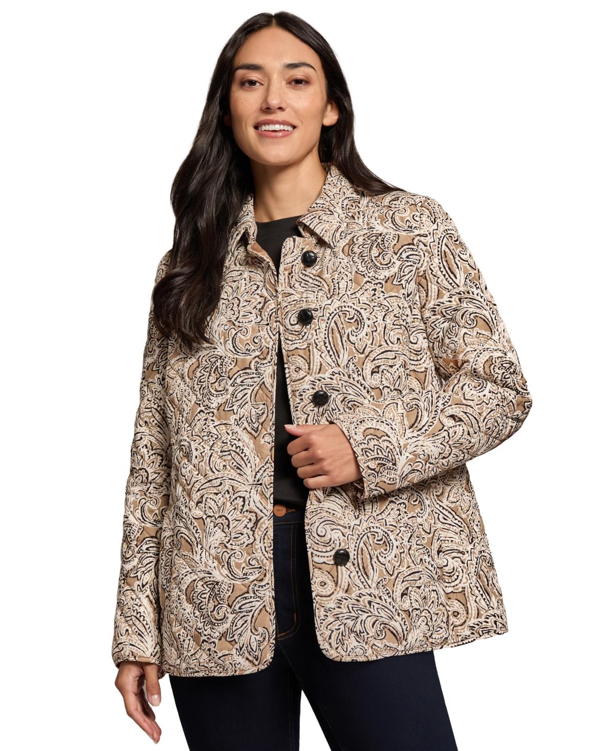 Women's Printed Quilted Button Jacket