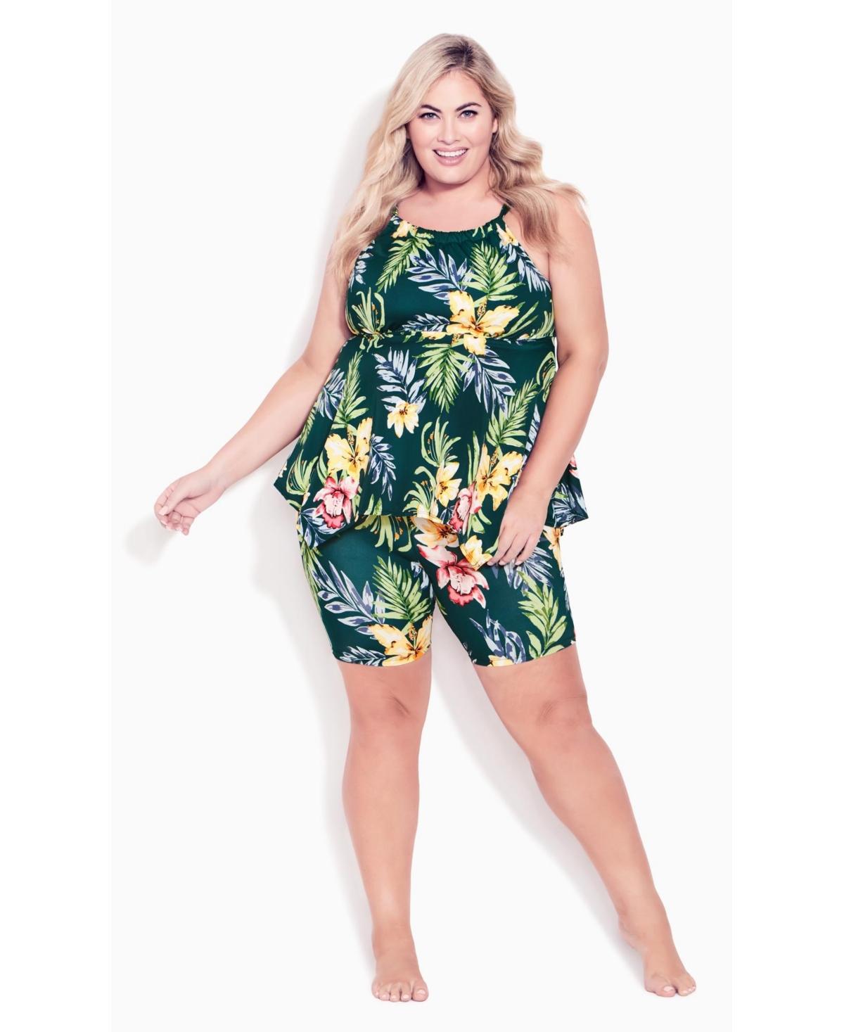 Plus Size Handkerchief Print Tankini Top