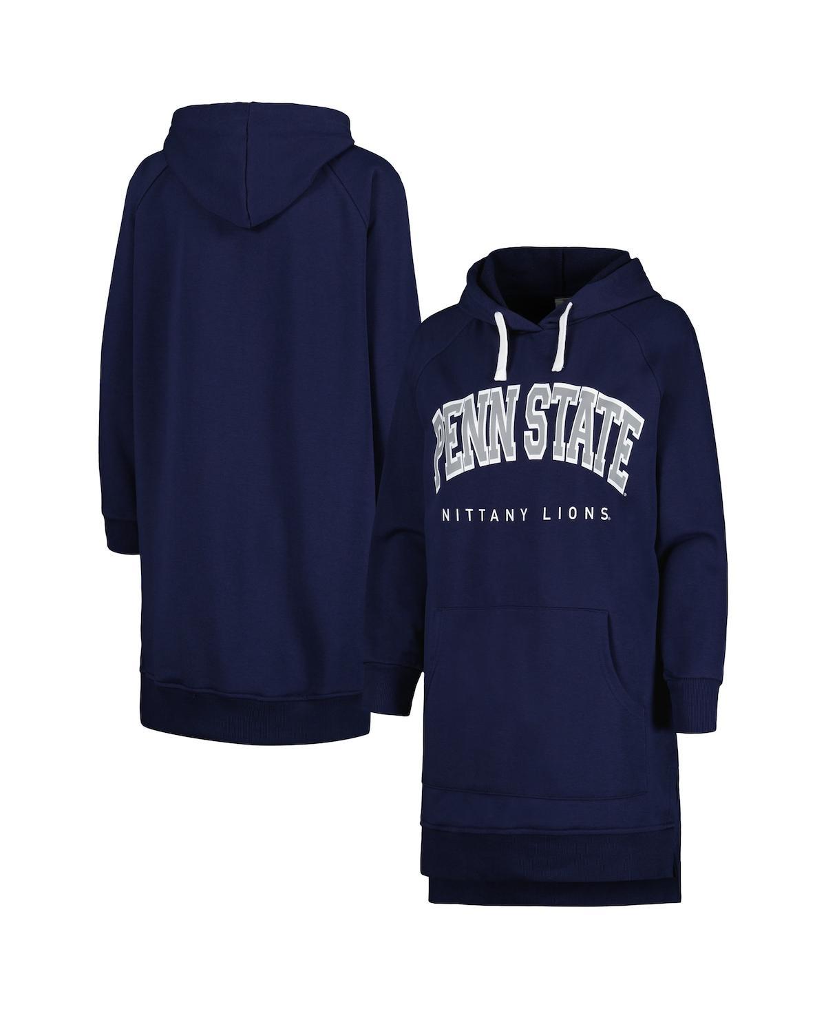 Women's Navy Penn State Nittany Lions Take a Knee Raglan Hooded Sweatshirt Dress