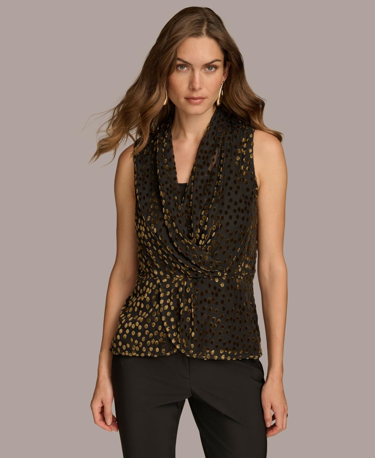 Women's Faux Wrap Burnout Velvet Top