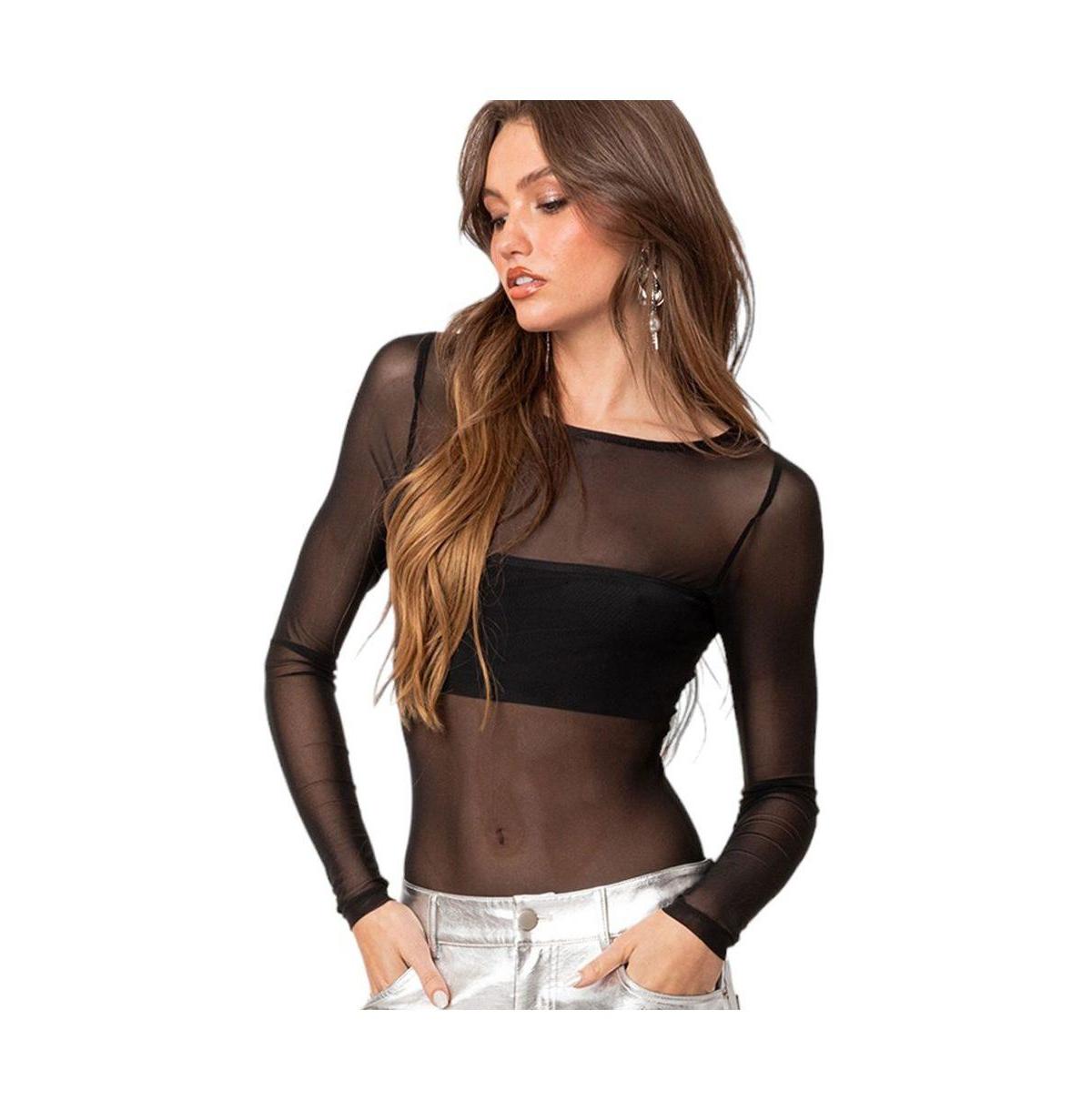 Women's Sheer mesh bandeau bodysuit