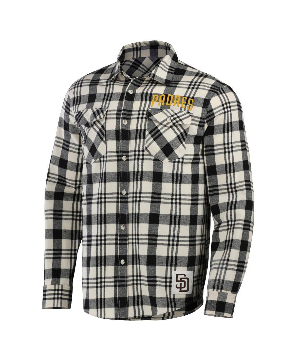 Men's Darius Rucker Collection by Black San Diego Padres Plaid Flannel Button-Up Shirt