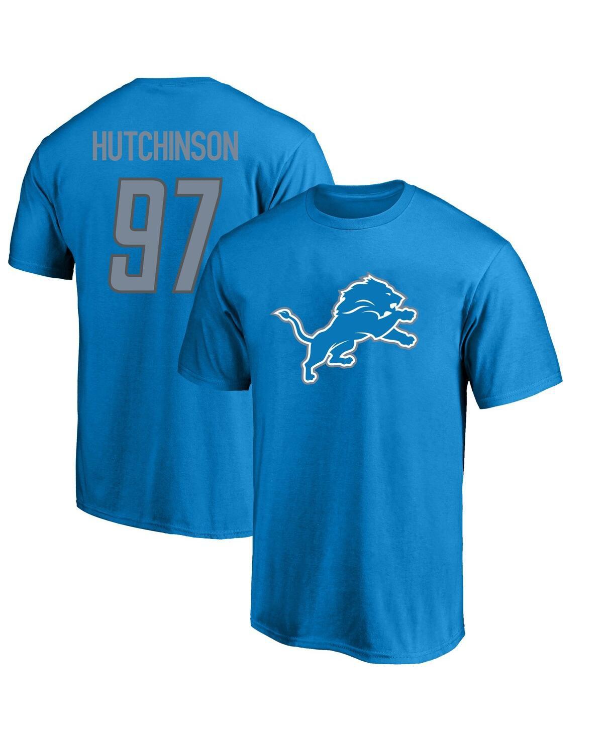 Men's Aidan Hutchinson Blue Detroit Lions Big and Tall Player Name and Number T-shirt