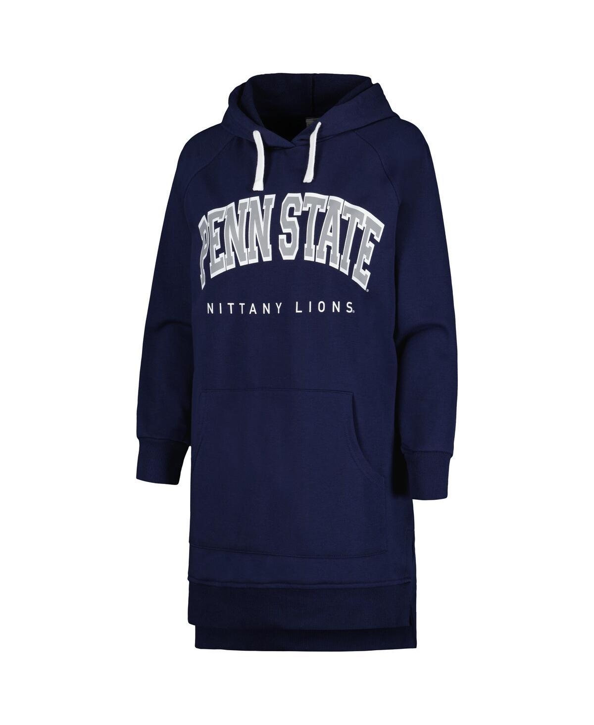 Women's Navy Penn State Nittany Lions Take a Knee Raglan Hooded Sweatshirt Dress