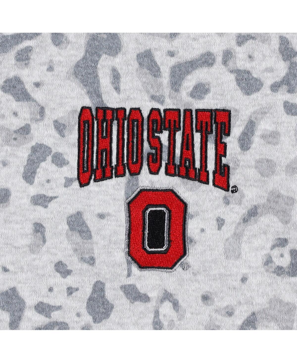 Women's Heather Gray Ohio State Buckeyes Leopard Quarter-Zip Sweatshirt