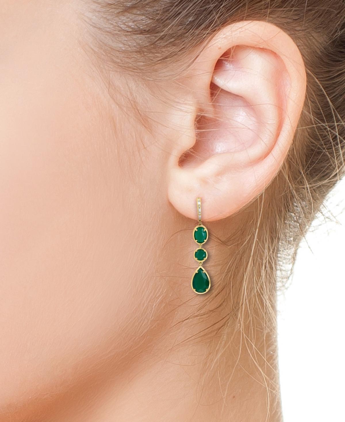 EFFY® Green Onyx & Diamond (1/10 ct. t.w.) Drop Earrings in 14k Gold