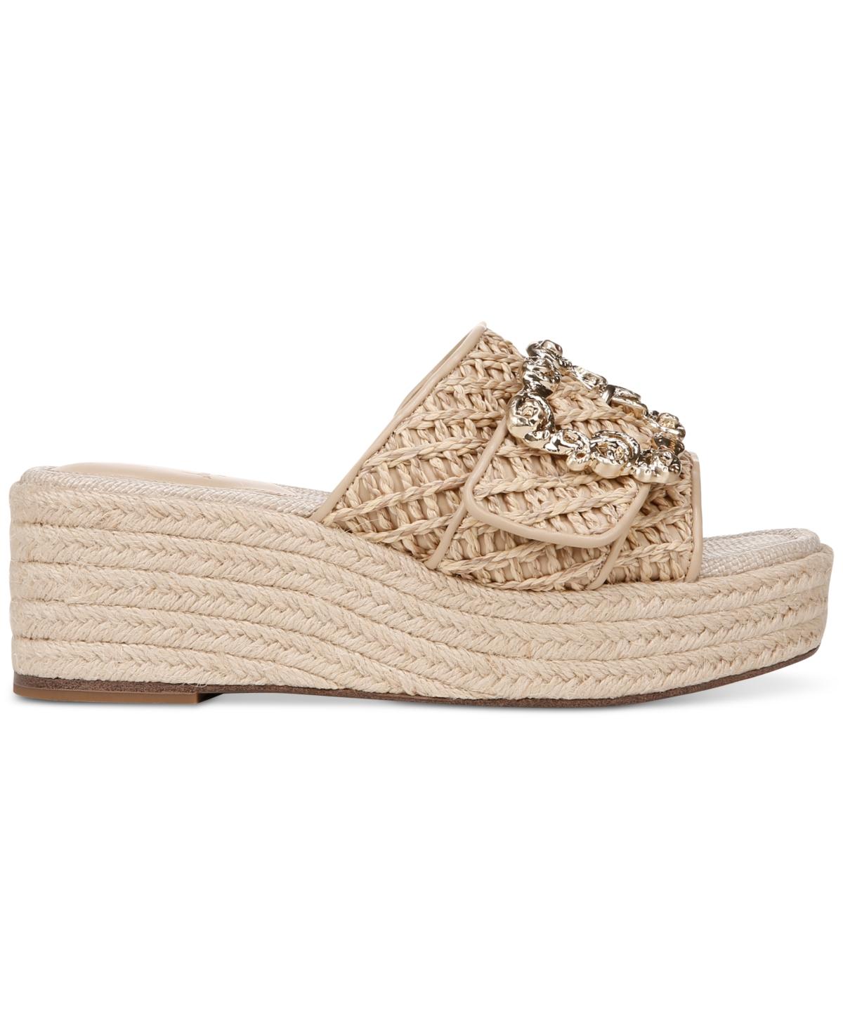 Women's Celia Raffia Buckle-Trim Wedge Sandals