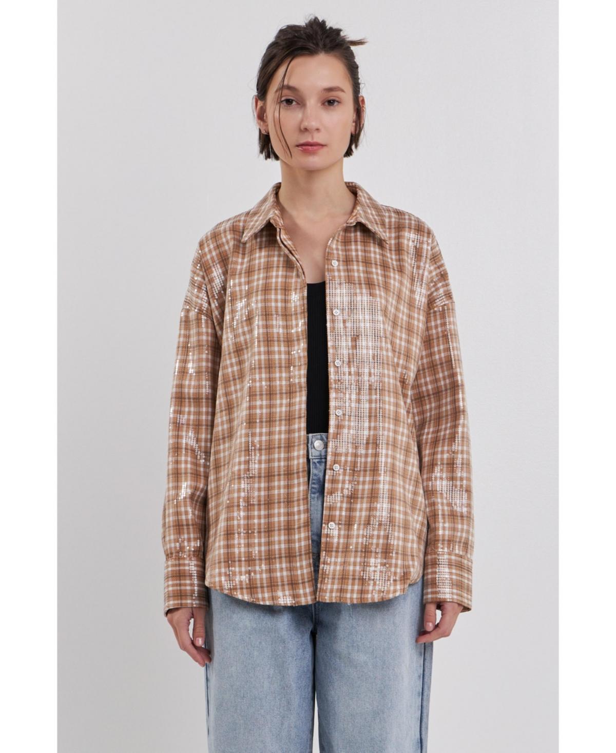 Women's Plaid Sequin Shirts