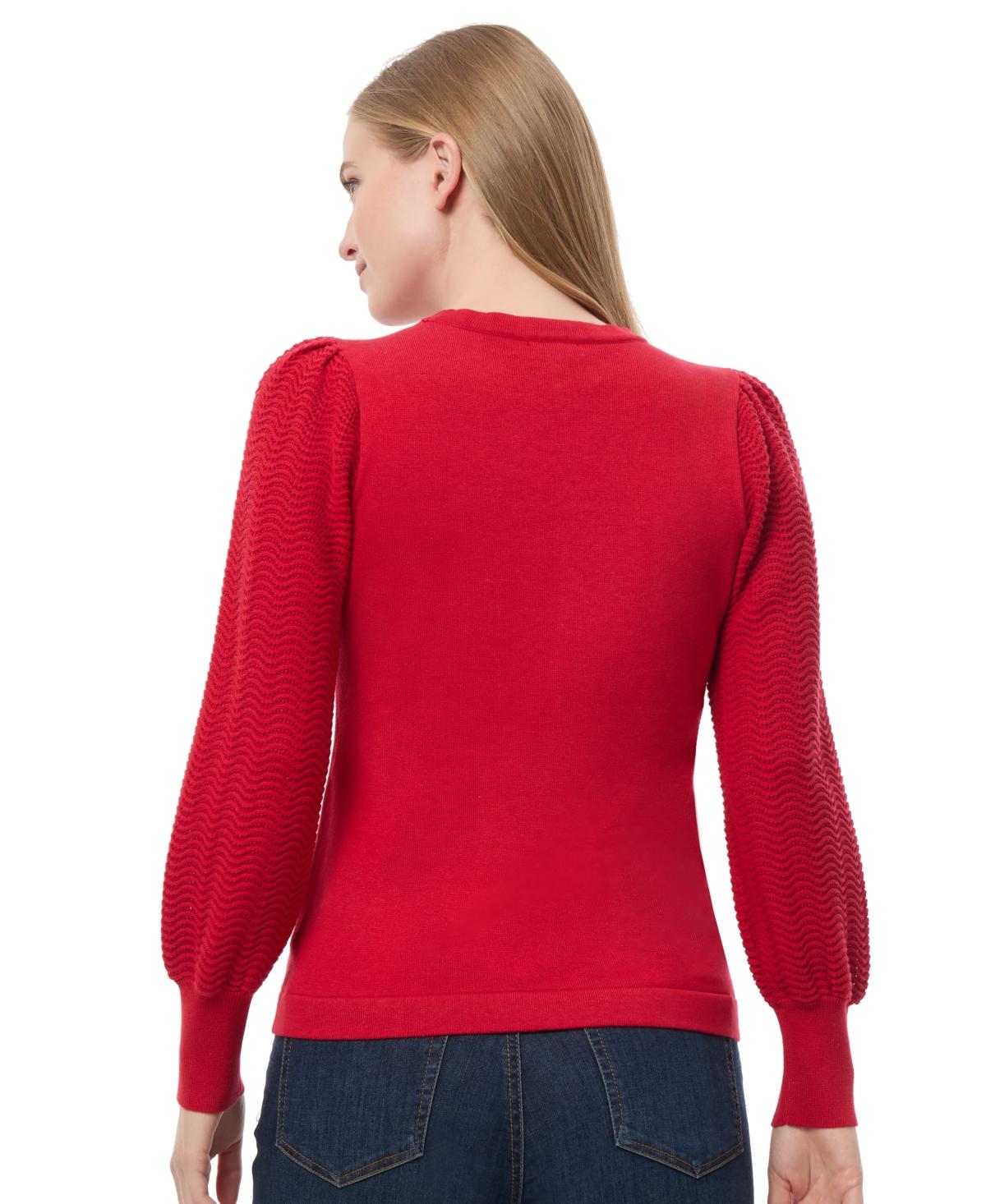 Women's Solid-Color Mixed-Stitch Sweater