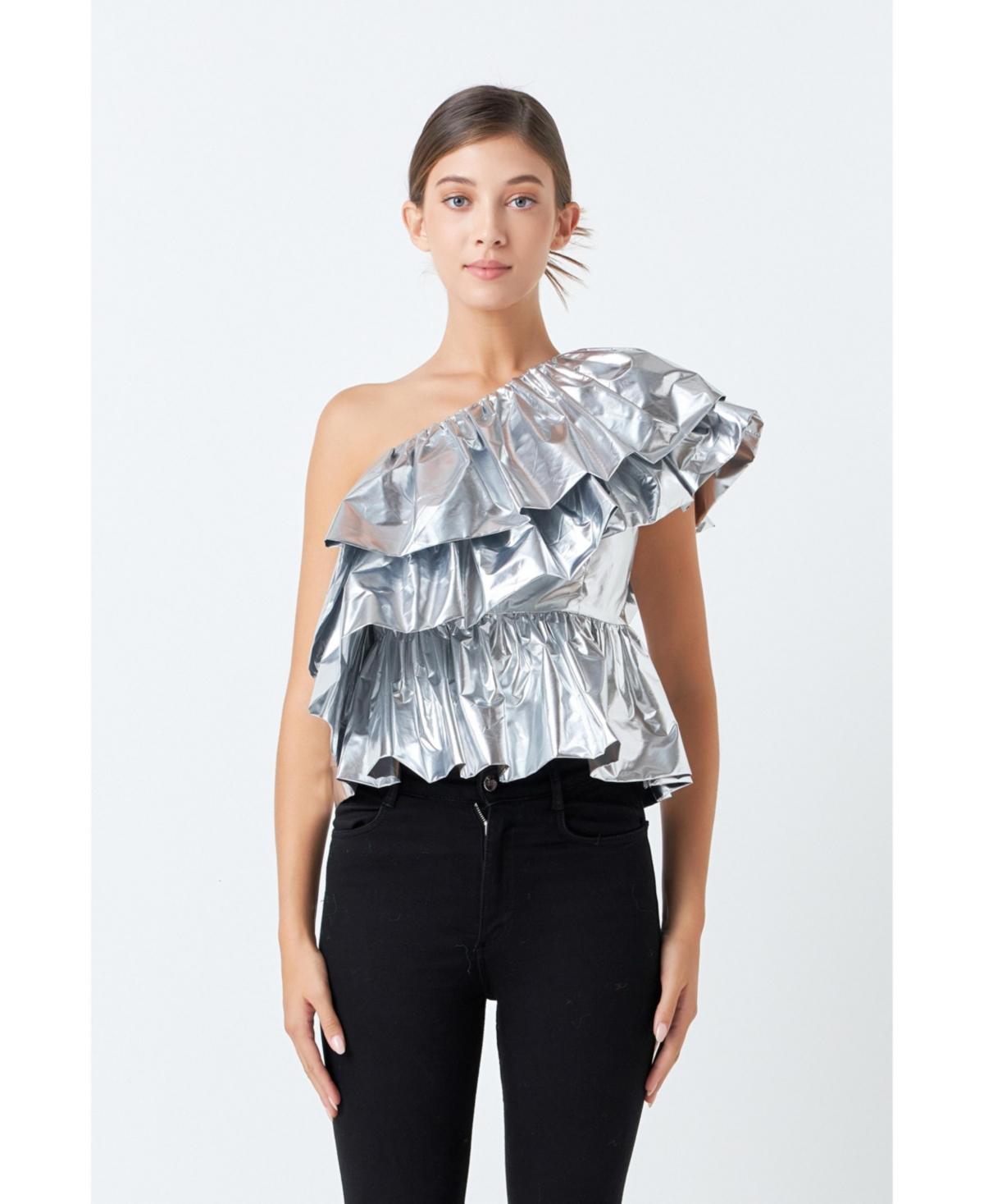 Women's Metallic Tiered Top