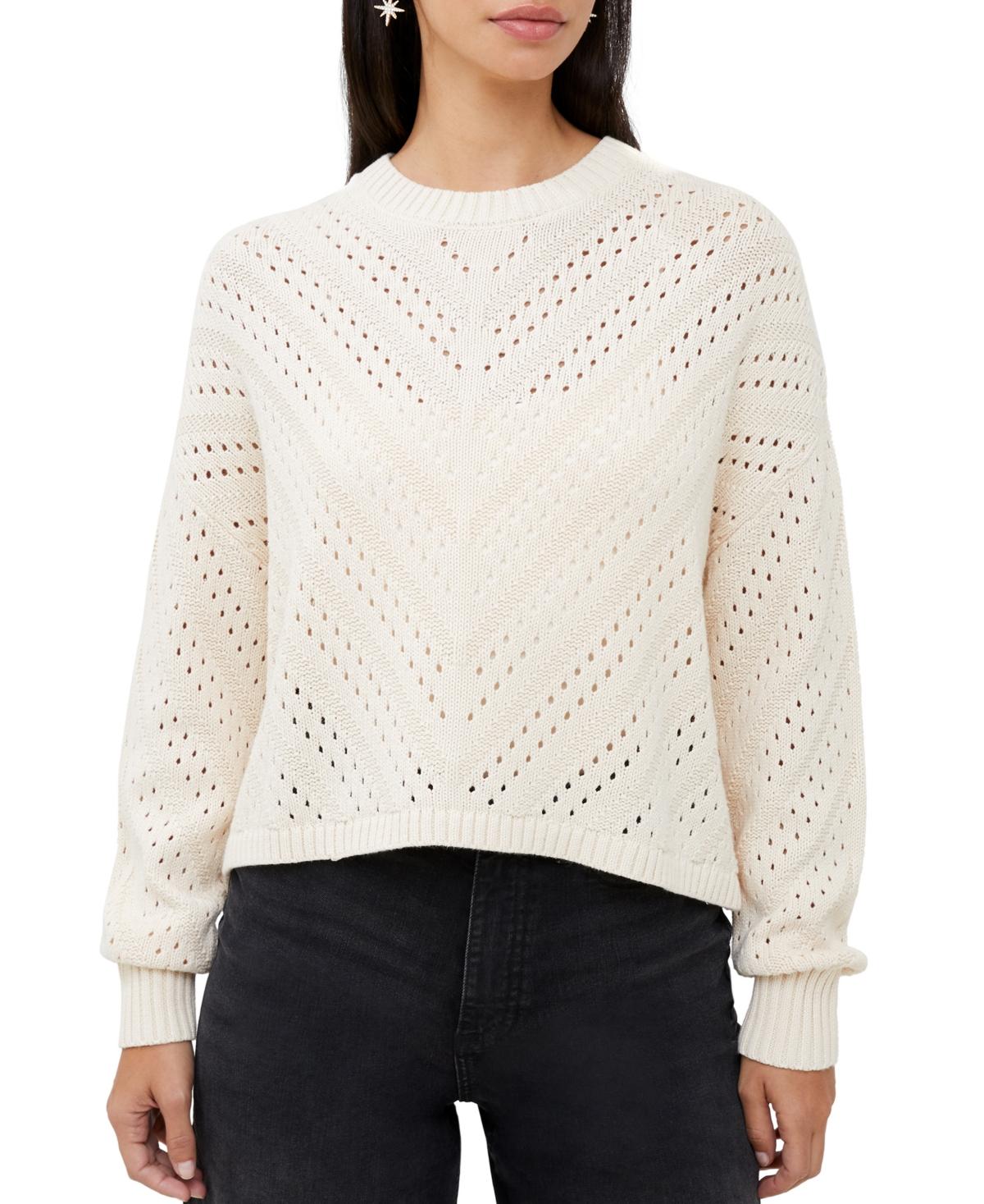 Women's Mozart Chevron-Stitch Cropped Cotton Sweater