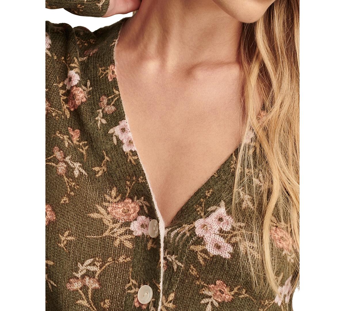 Women's Floral Print Button-Front Cardigan