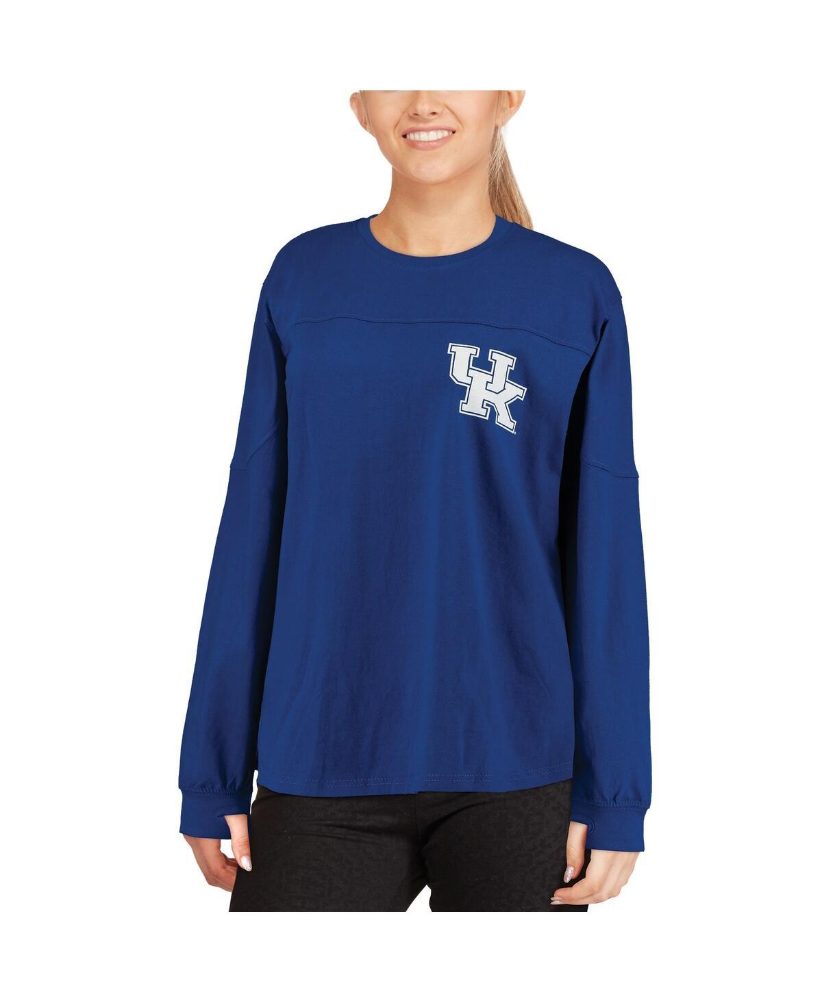 Women's Royal Kentucky Wildcats Team Logo The Big Shirt Oversized Long Sleeve Shirt