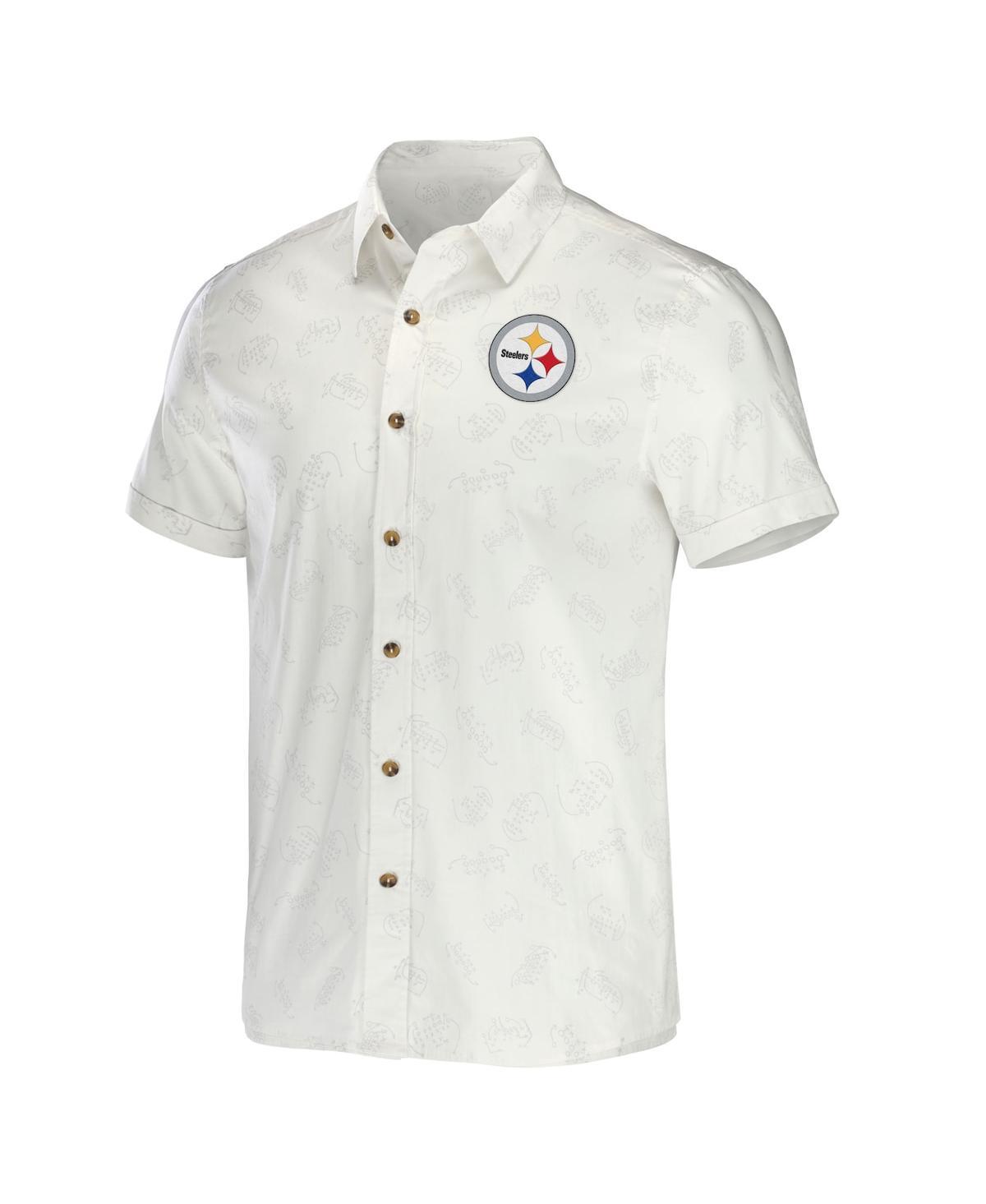 Men's NFL x Darius Rucker Collection by White Pittsburgh Steelers Woven Button-Up T-shirt