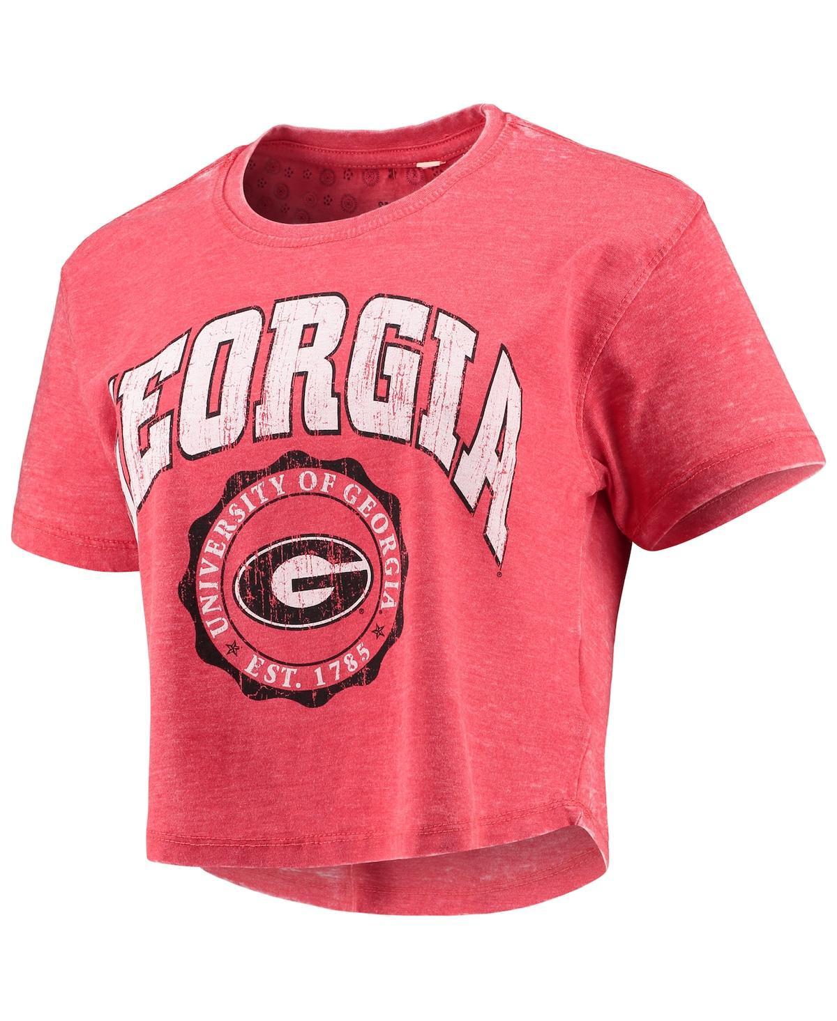 Women's Red Georgia Bulldogs Edith Vintage-Like Burnout Crop T-shirt