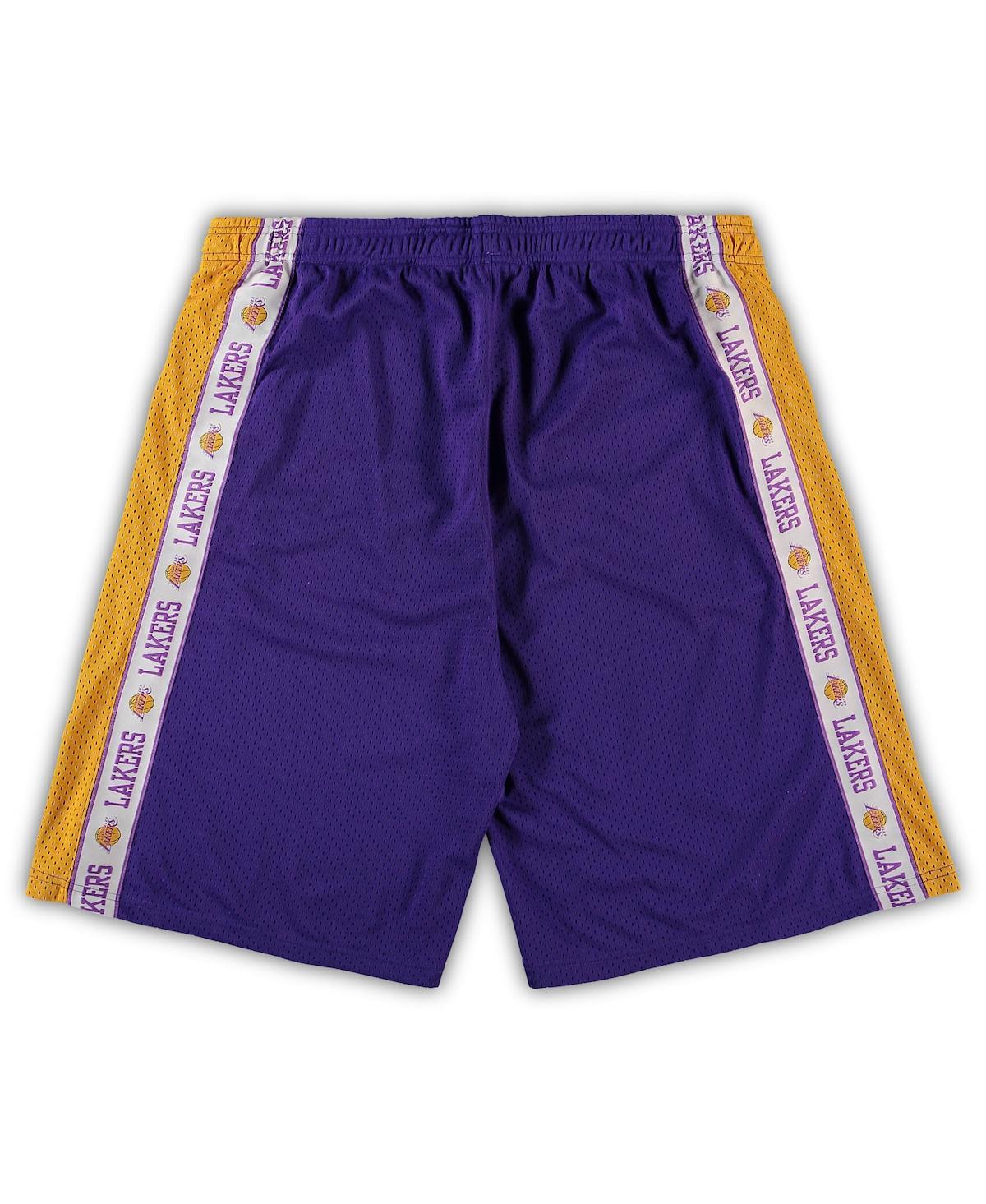 Men's Purple and Gold Los Angeles Lakers Big Tall Tape Mesh Shorts